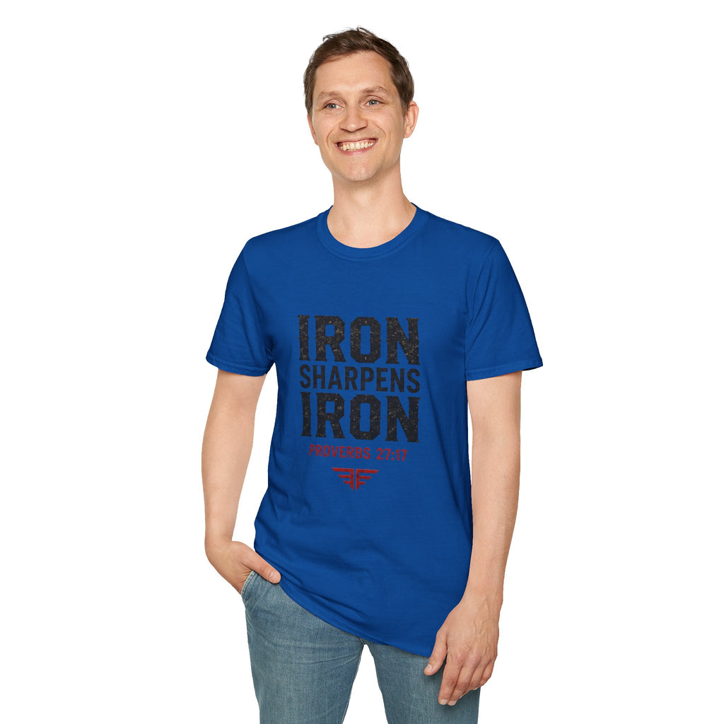 Iron Sharpens Iron T‑Shirt — Proverbs 27:17 Inspirational Christian Tee