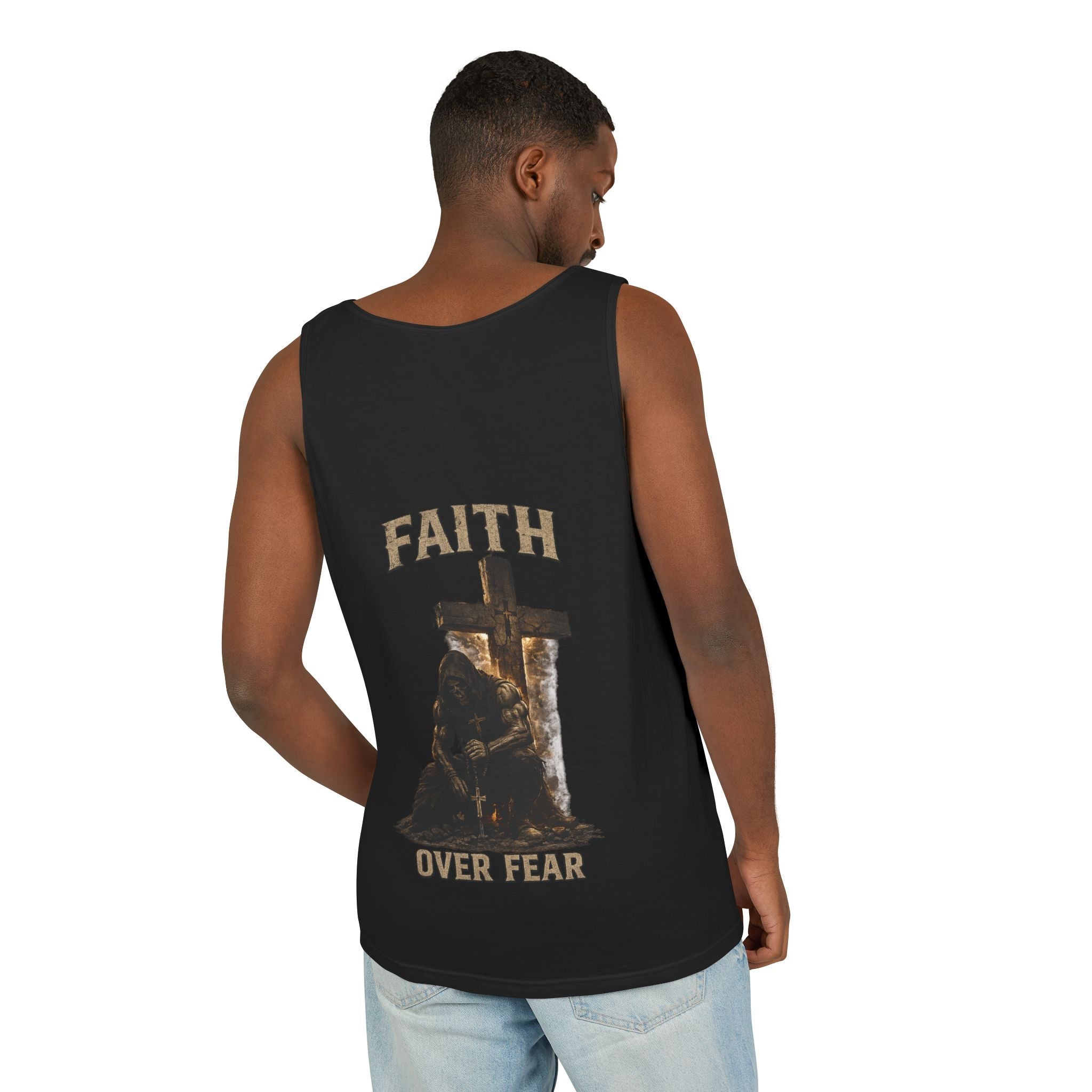 Faith Over Fear Tank Top — Christian Cross Prayer Graphic Tank