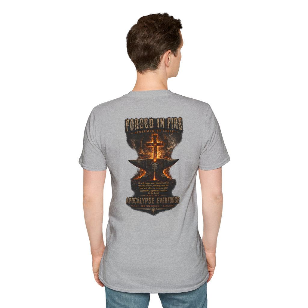 Forged in Fire Anvil Cross T-Shirt — "Forged in Fire" Christian Brotherhood Tee