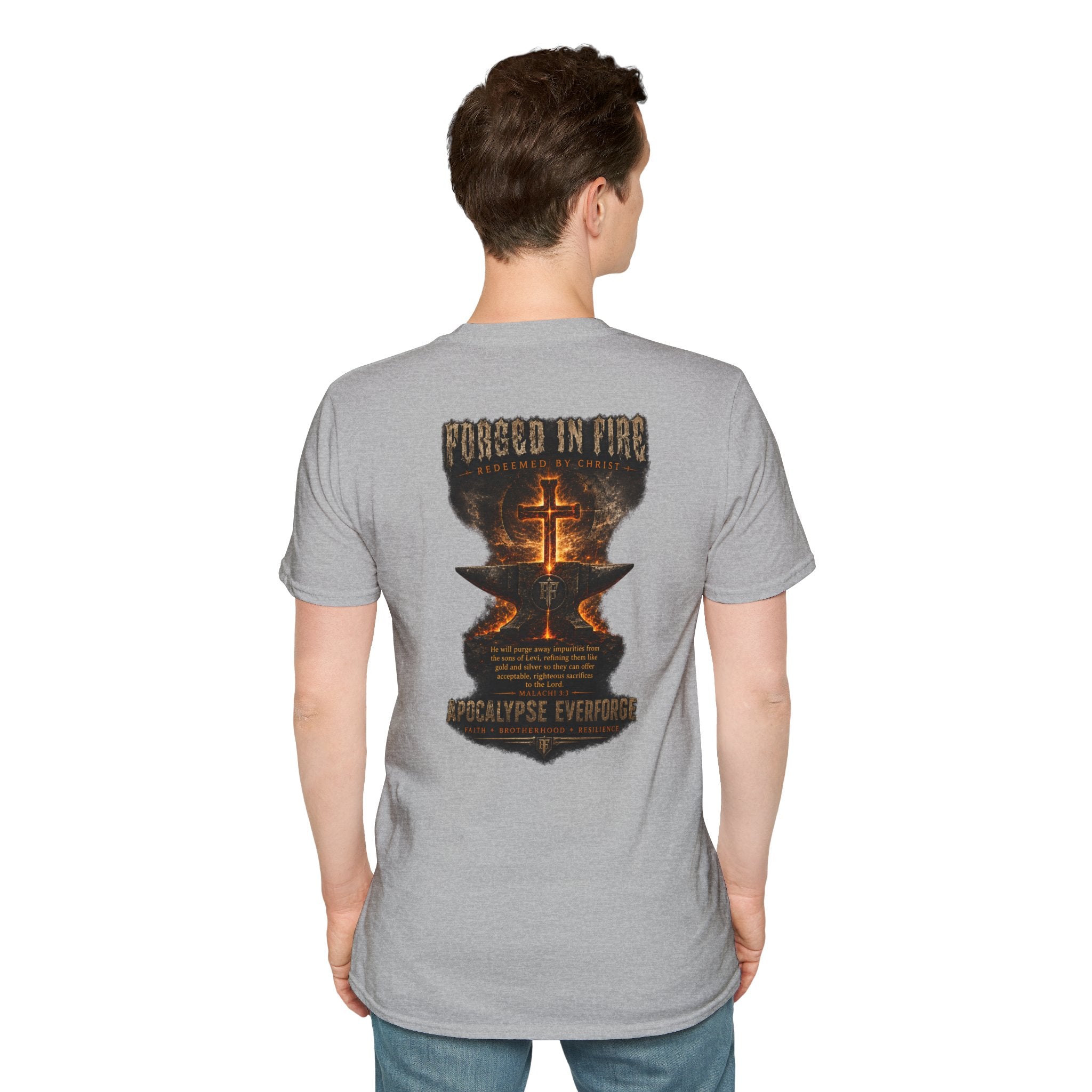 Forged in Fire Anvil Cross T-Shirt — "Forged in Fire" Christian Brotherhood Tee