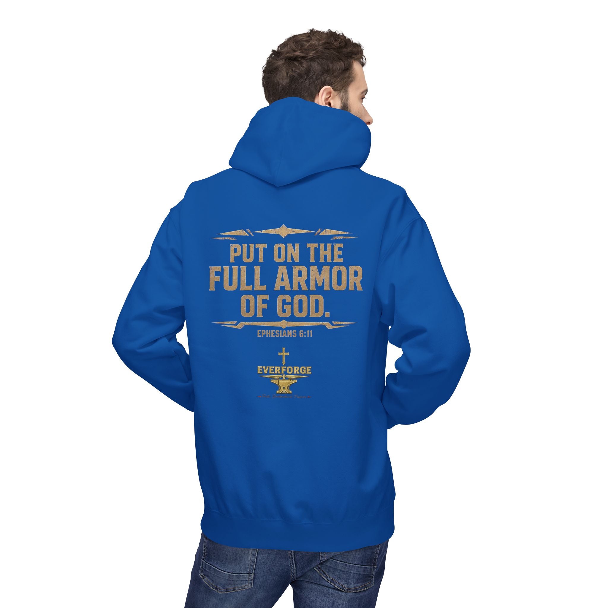 Warrior for Christ Hoodie — "Put On the Full Armor of God" Christian Faith Pullover