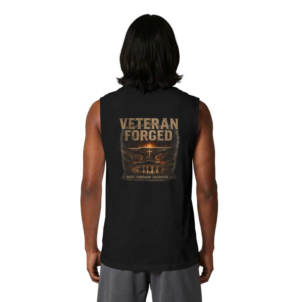 Veteran Forged Muscle Tank — Distressed Flag & 'Veteran Forged' Graphic
