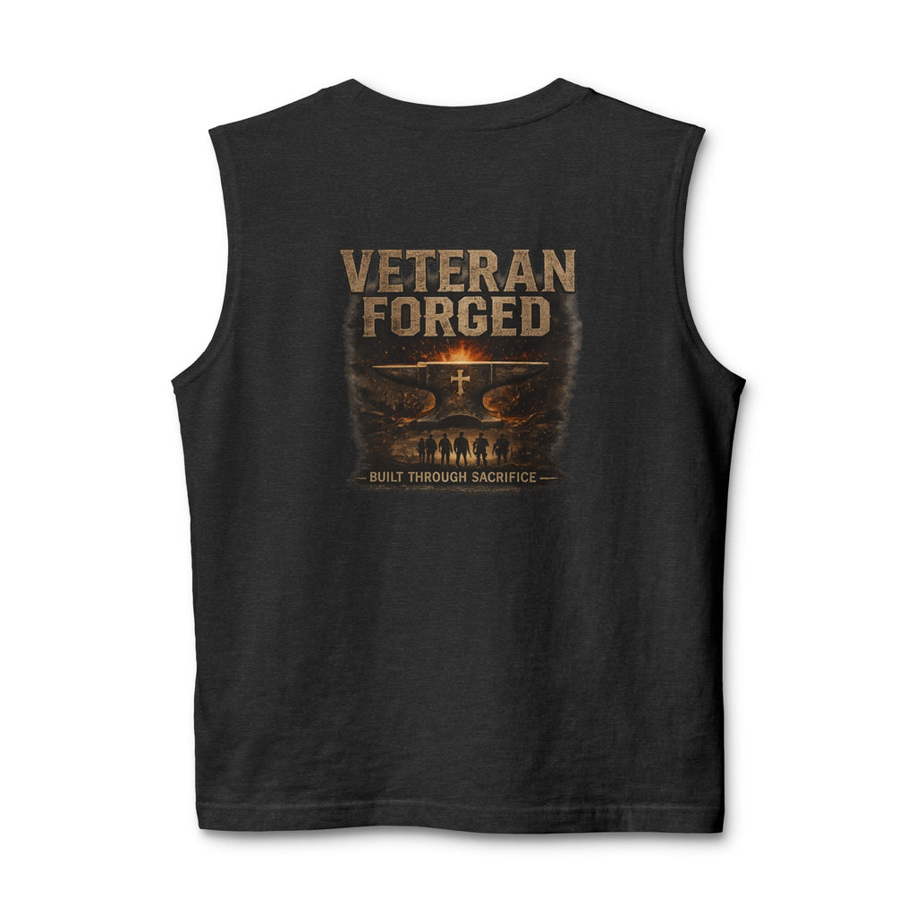 Veteran Forged Muscle Tank — Distressed Flag & 'Veteran Forged' Graphic