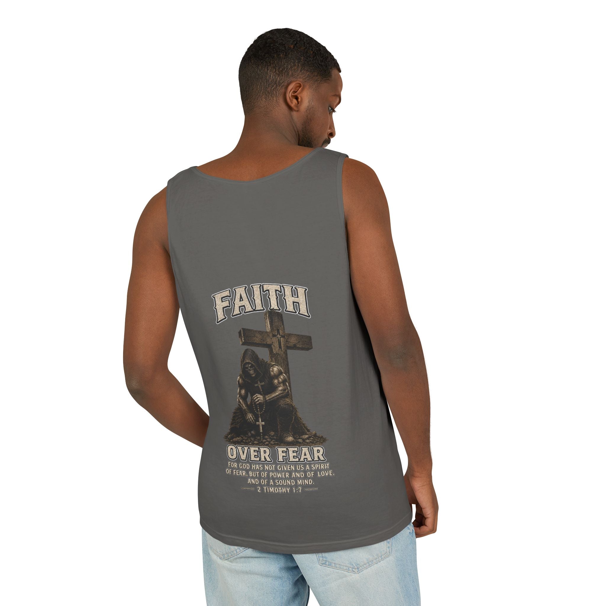 Faith Over Fear Tank Top — Christian Cross Prayer Graphic Tank
