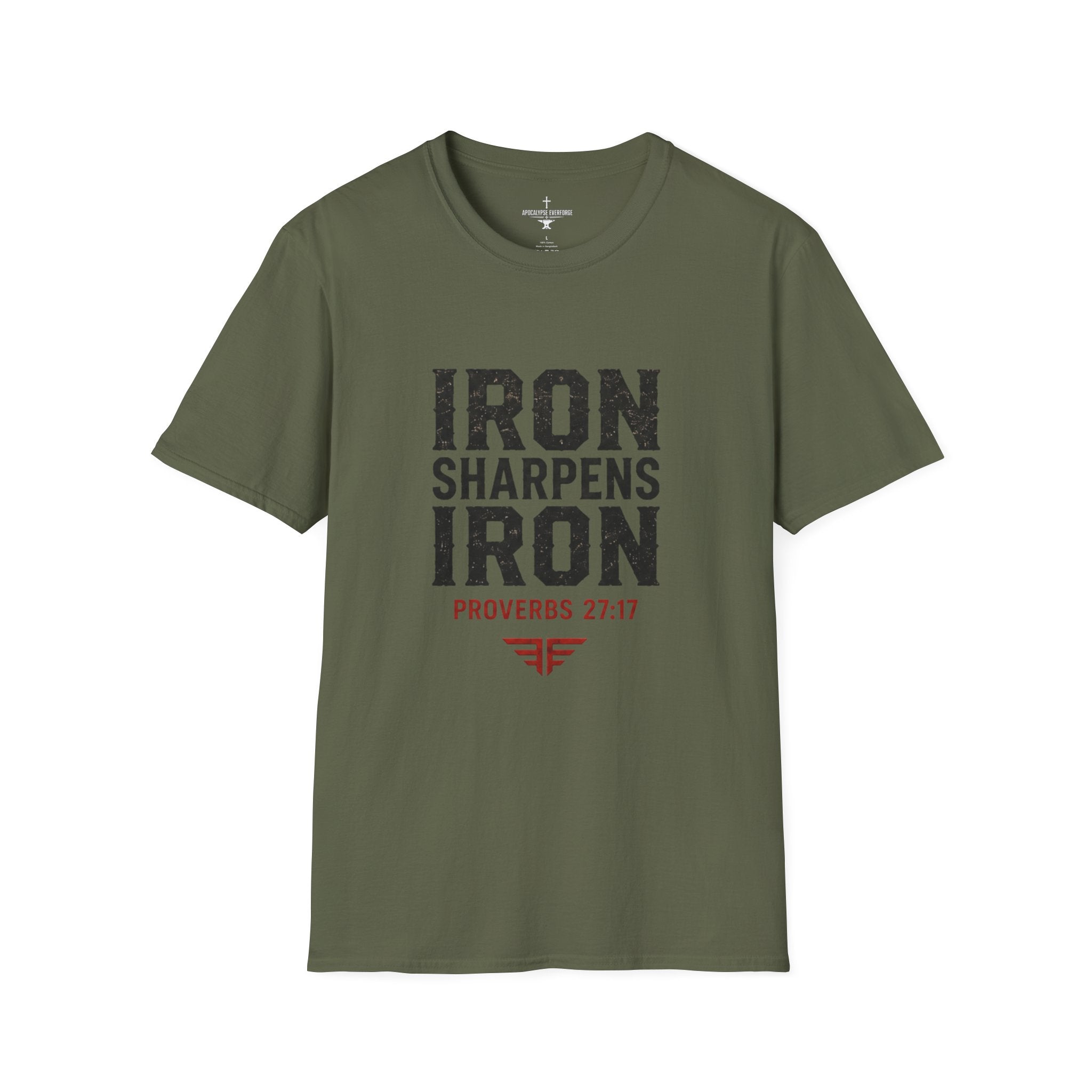 Iron Sharpens Iron T‑Shirt — Proverbs 27:17 Inspirational Christian Tee