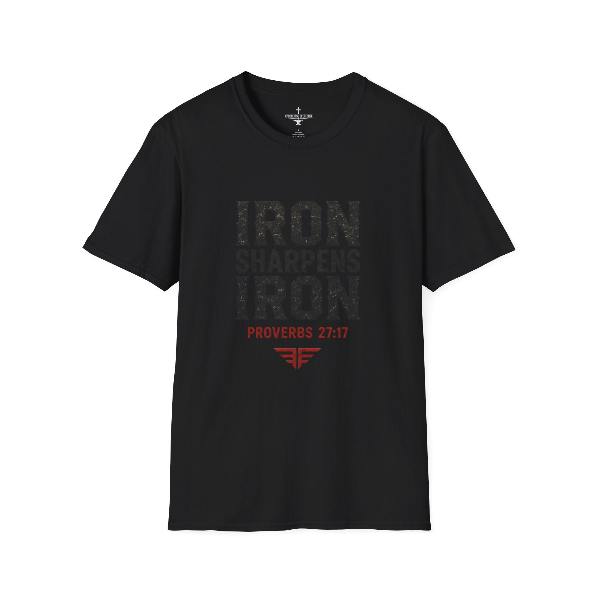Iron Sharpens Iron T‑Shirt — Proverbs 27:17 Inspirational Christian Tee