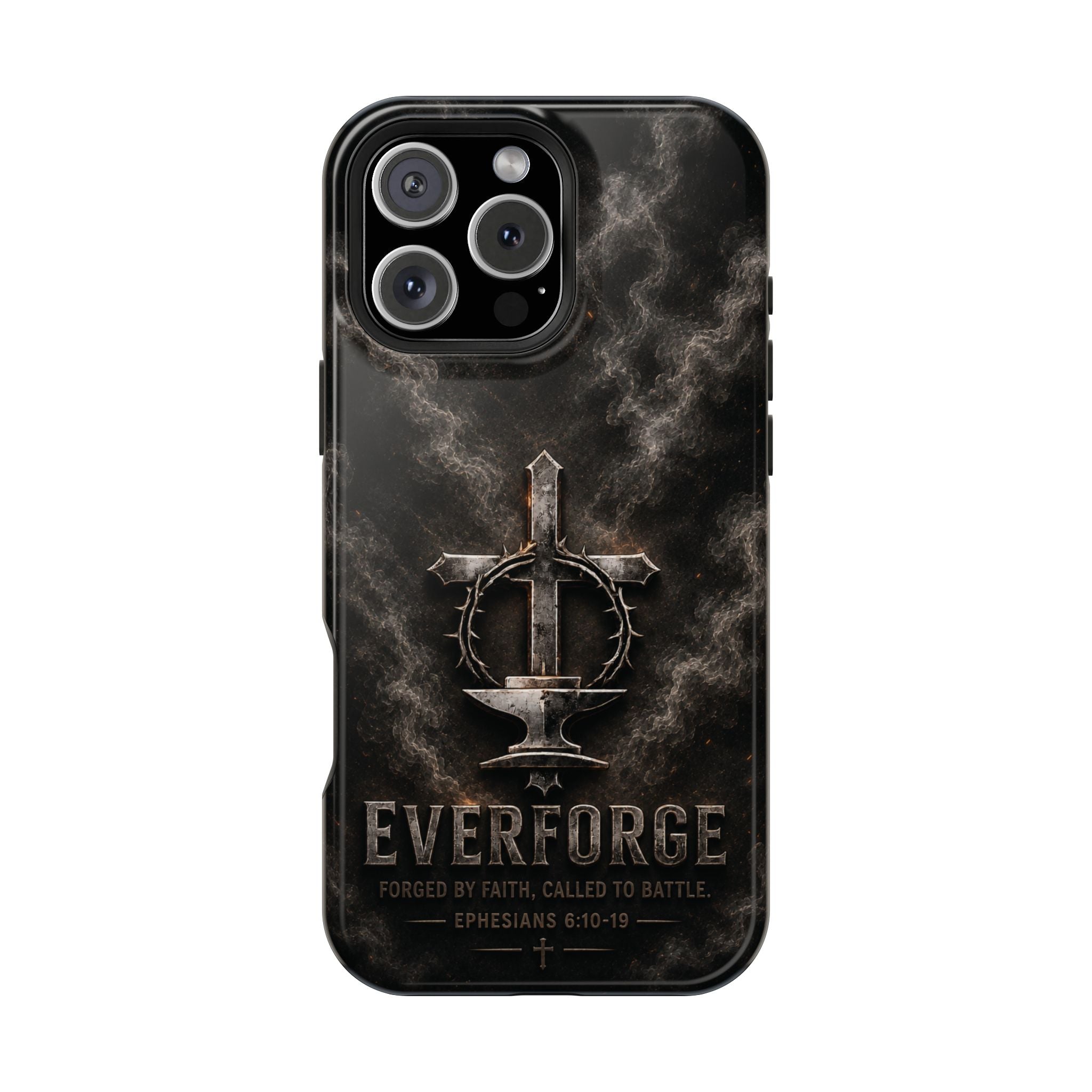 Everforge Faith-Based Magnetic Impact-Resistant Phone Case — "Forged by Faith, Called to Battle" (Ephesians 6:10-19)