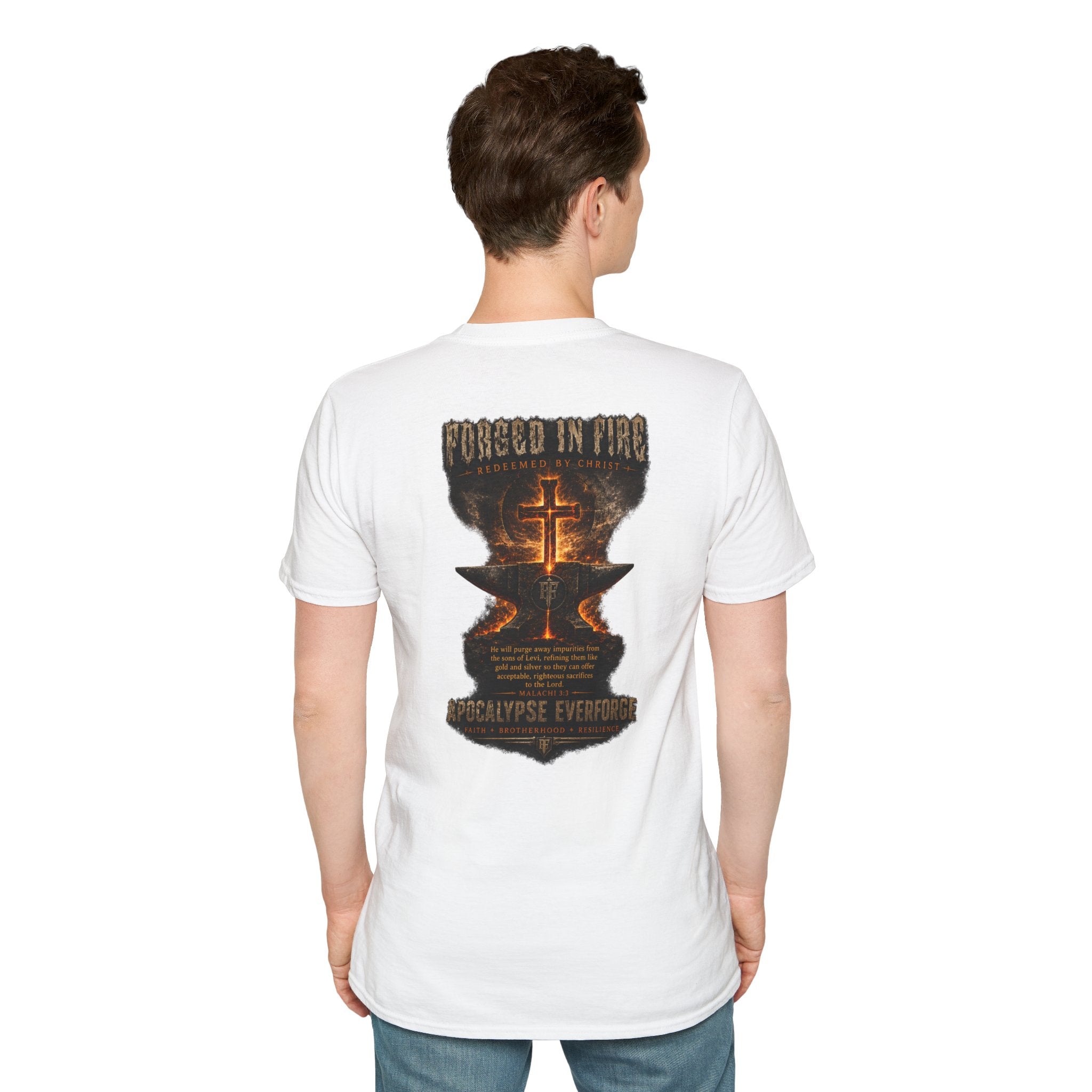 Forged in Fire Anvil Cross T-Shirt — "Forged in Fire" Christian Brotherhood Tee