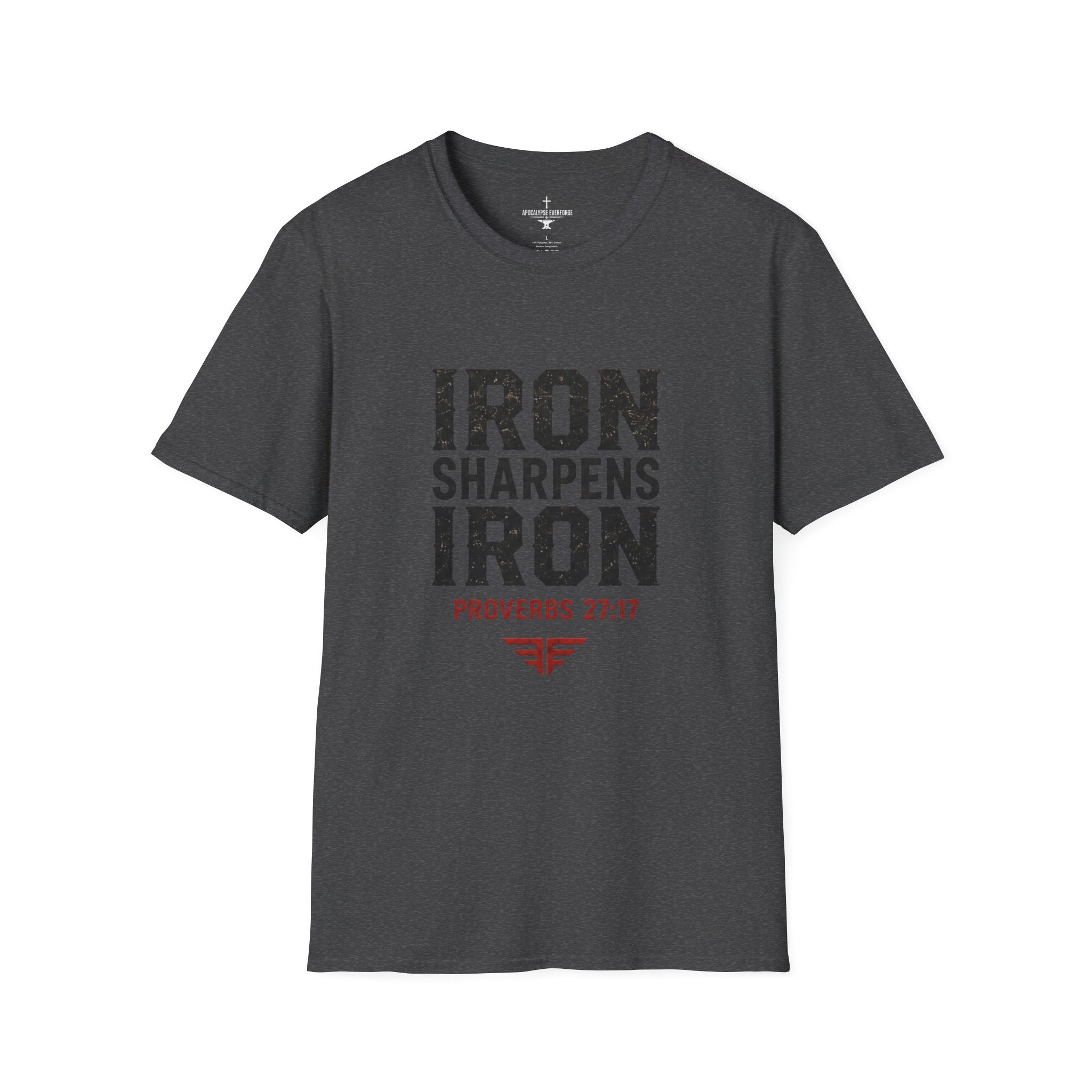 Iron Sharpens Iron T‑Shirt — Proverbs 27:17 Inspirational Christian Tee