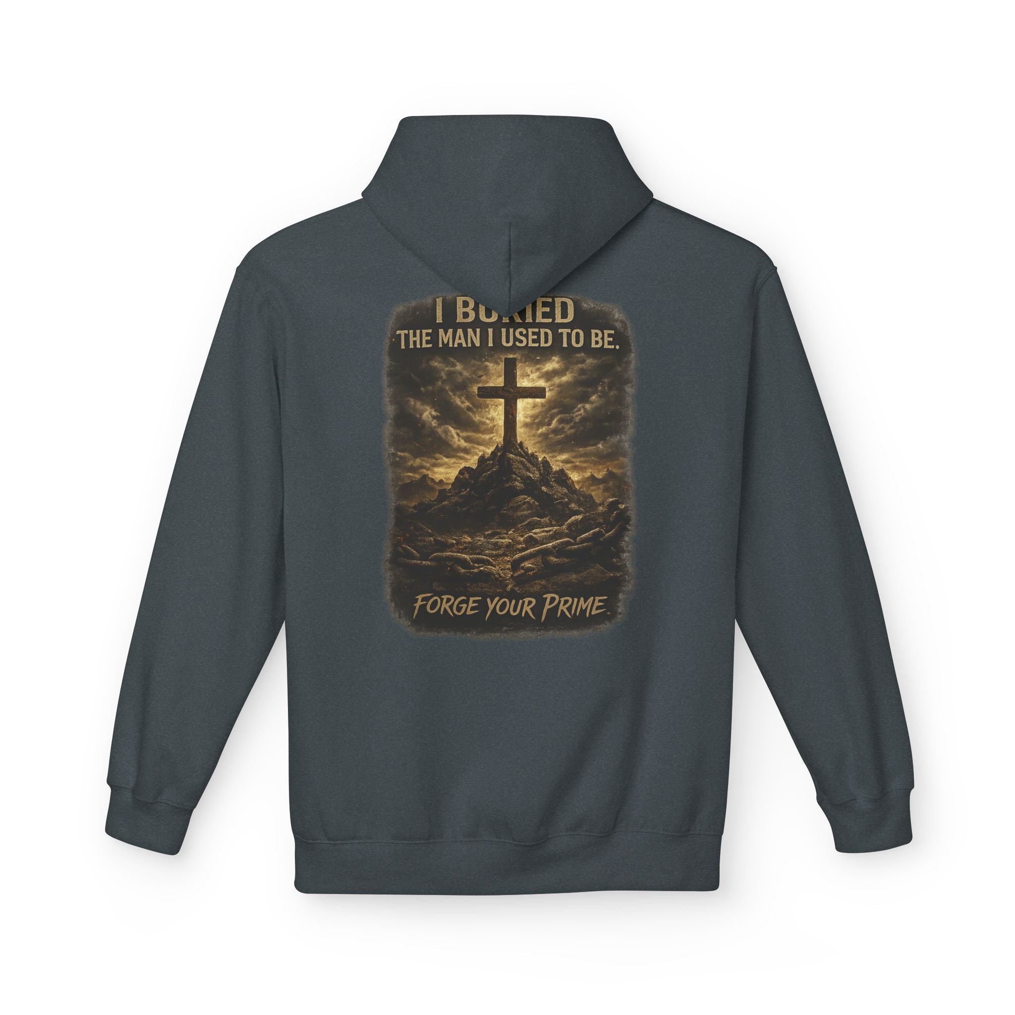 Christian Cross Hoodie — "I Became The Man I Used To Be" Faith Graphic Pullover
