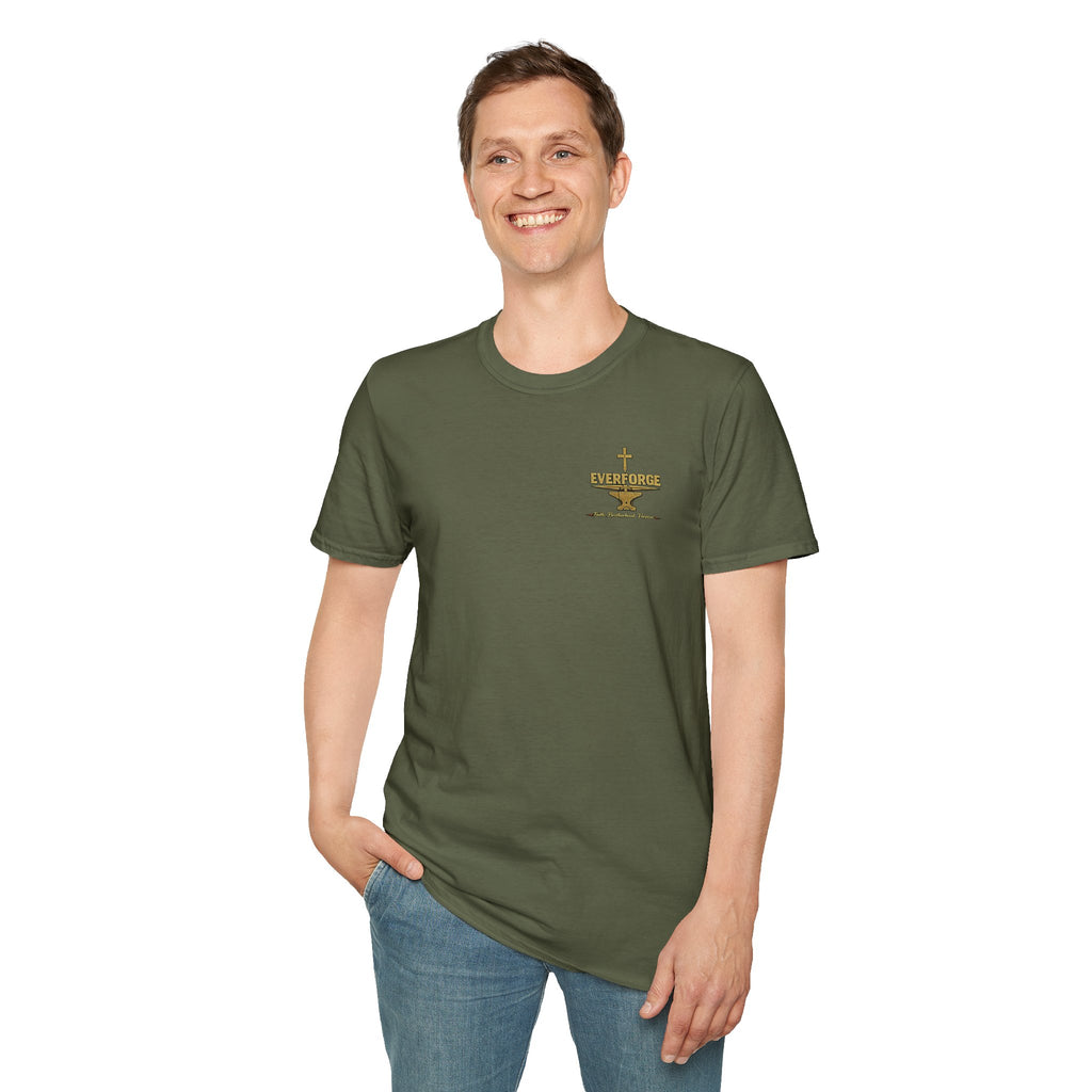 Forged in Fire Anvil Cross T-Shirt — "Forged in Fire" Christian Brotherhood Tee