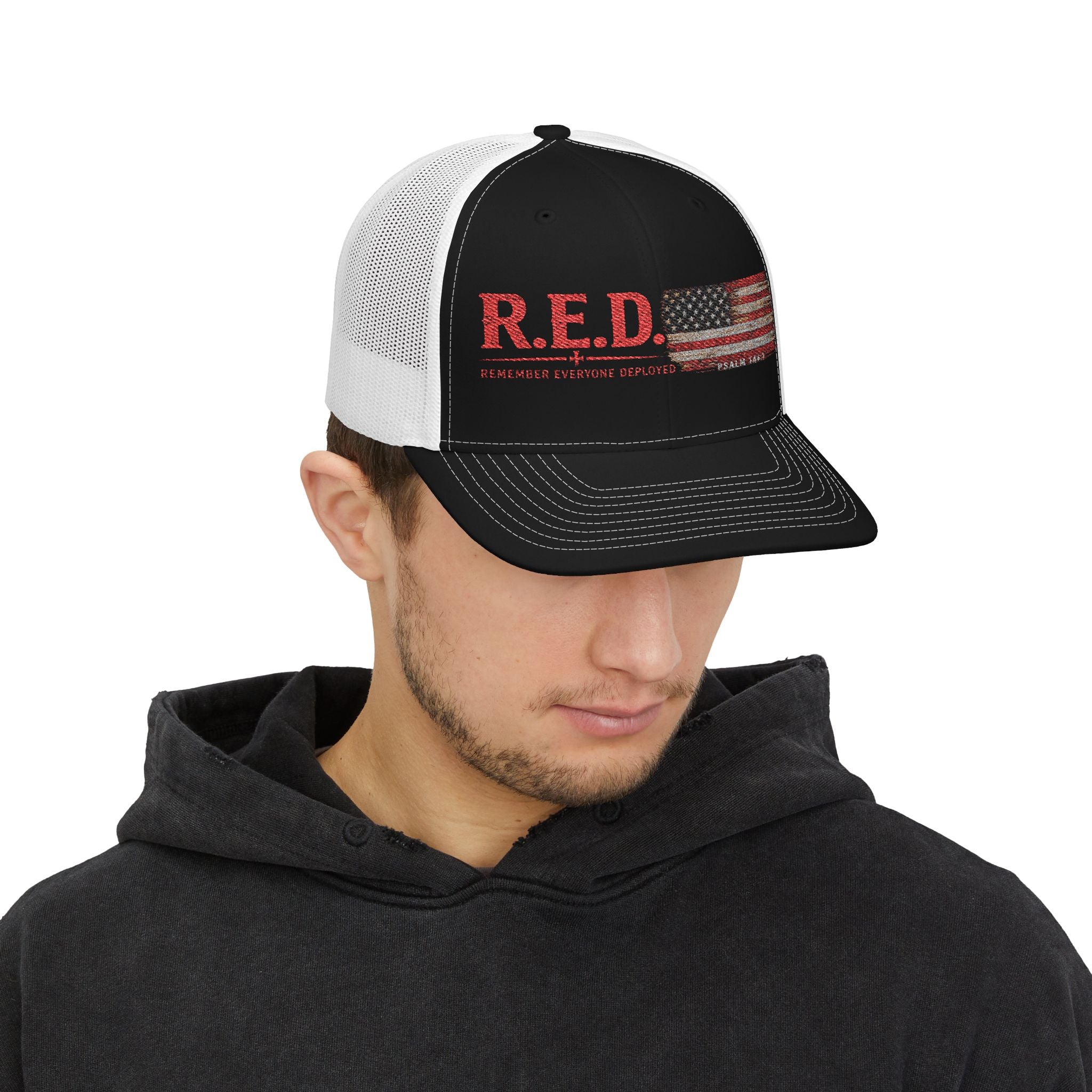 R.E.D. Distressed Flag Trucker Cap