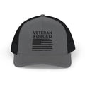 Veteran Forged Trucker Cap — Patriotic American Flag Snapback for Veterans & Military Support