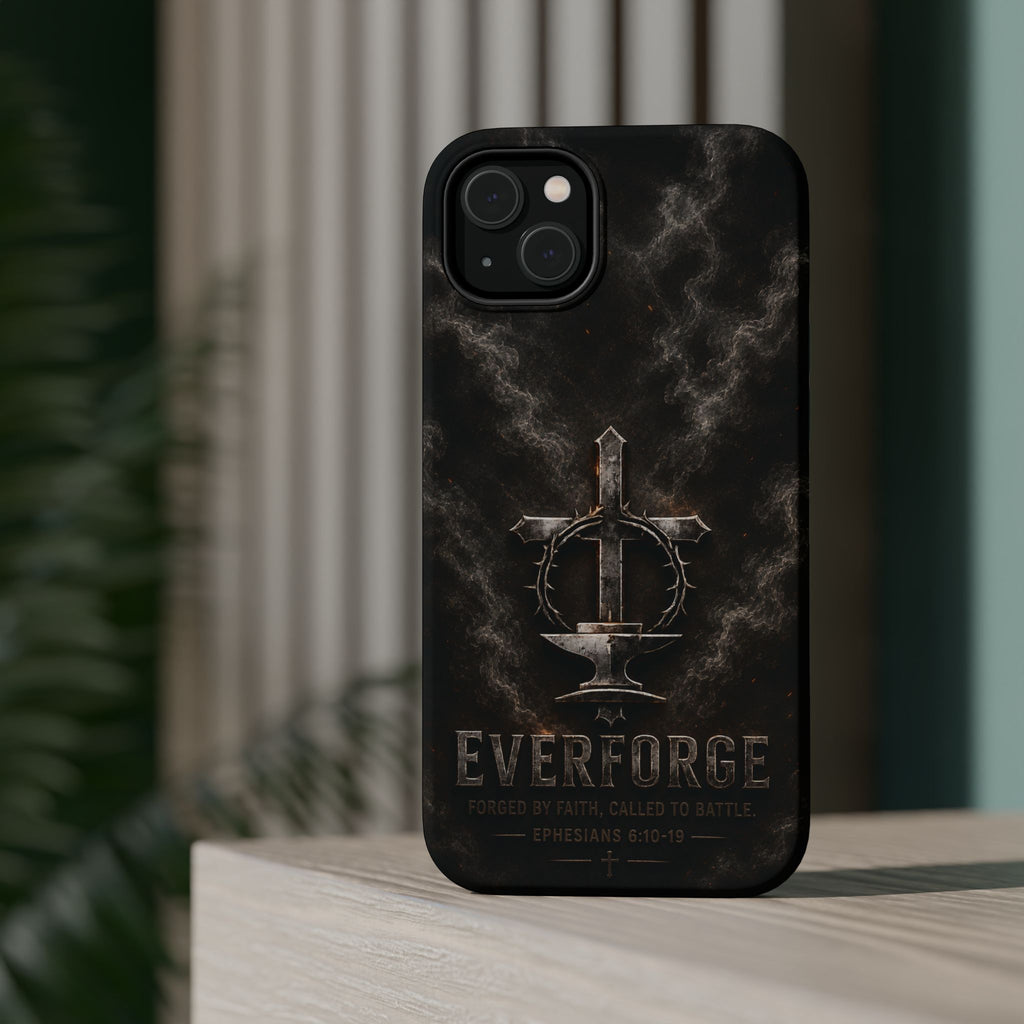 Everforge Faith-Based Magnetic Impact-Resistant Phone Case — "Forged by Faith, Called to Battle" (Ephesians 6:10-19)