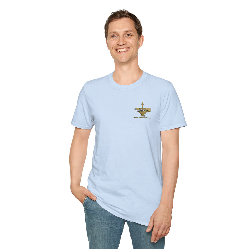 Forged in Fire Anvil Cross T-Shirt — "Forged in Fire" Christian Brotherhood Tee