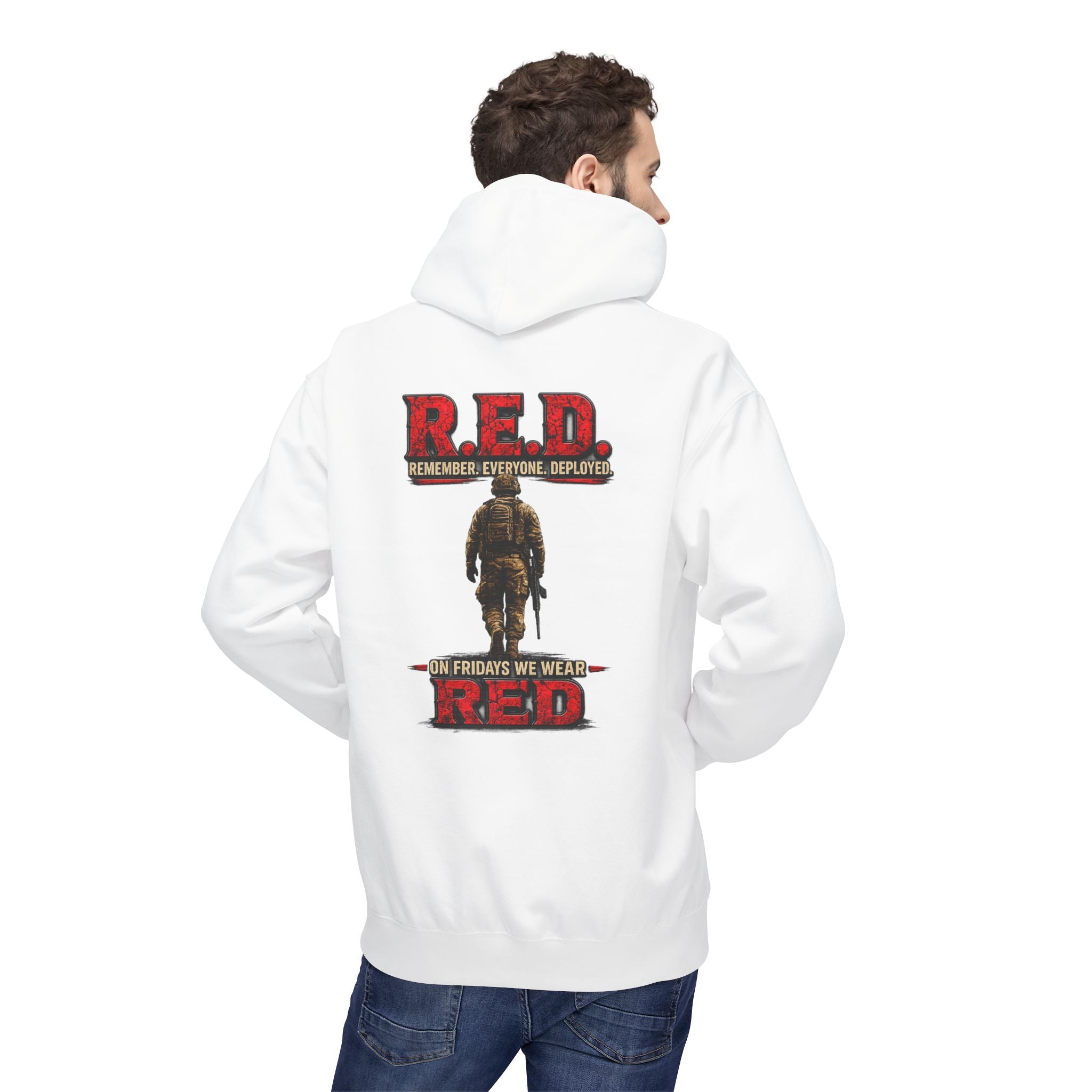 Hoodie — R.E.D. (Remember Everyone Deployed) Patriotic 'On Fridays We Wear Red' Military Support Hoodie