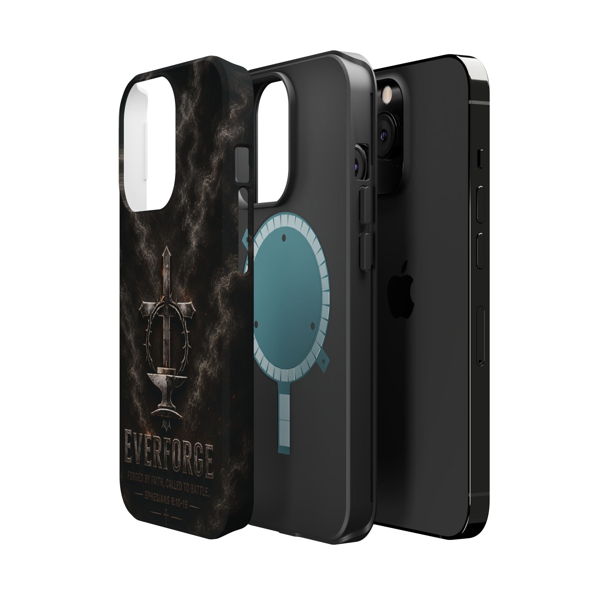 Everforge Faith-Based Magnetic Impact-Resistant Phone Case — "Forged by Faith, Called to Battle" (Ephesians 6:10-19)