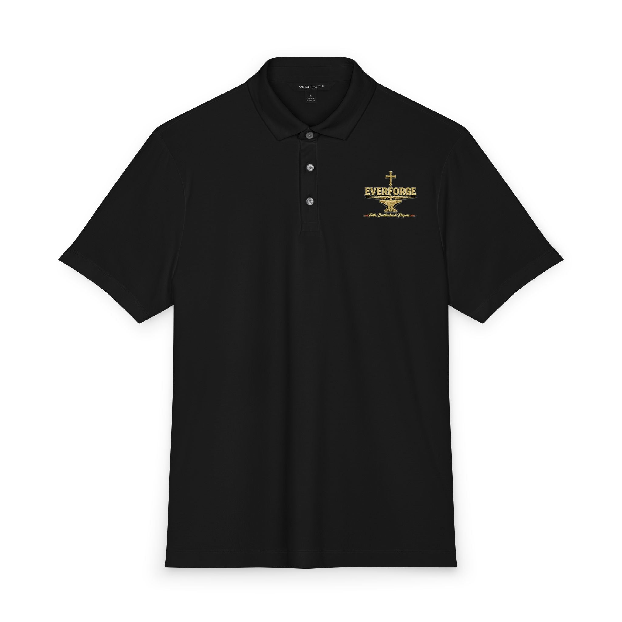 Men's Stretch Polo with EverForge Logo "Faith. Brotherhood. Purpose"