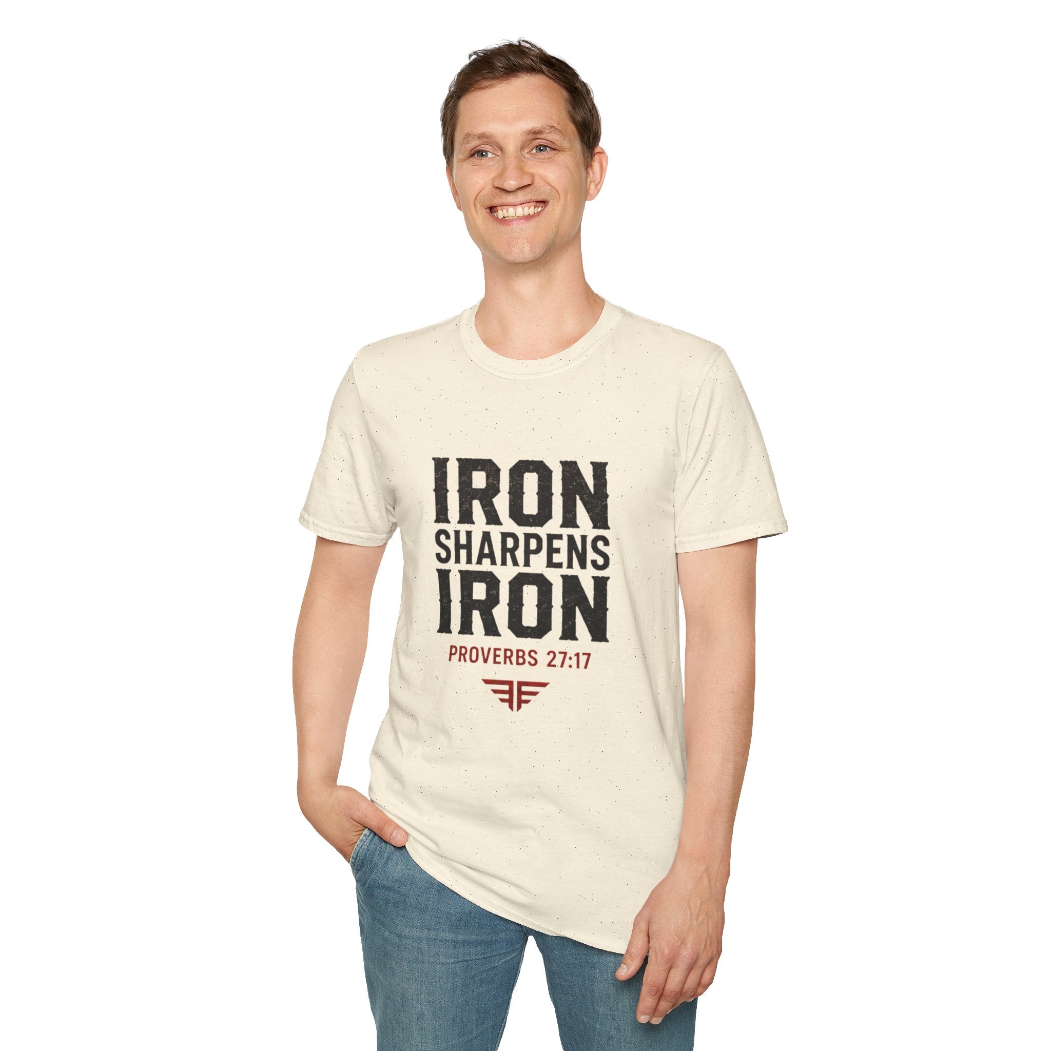 Iron Sharpens Iron T‑Shirt — Proverbs 27:17 Inspirational Christian Tee
