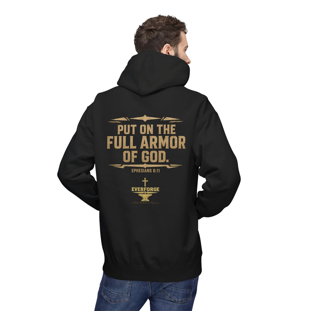 Warrior for Christ Hoodie — "Put On the Full Armor of God" Christian Faith Pullover