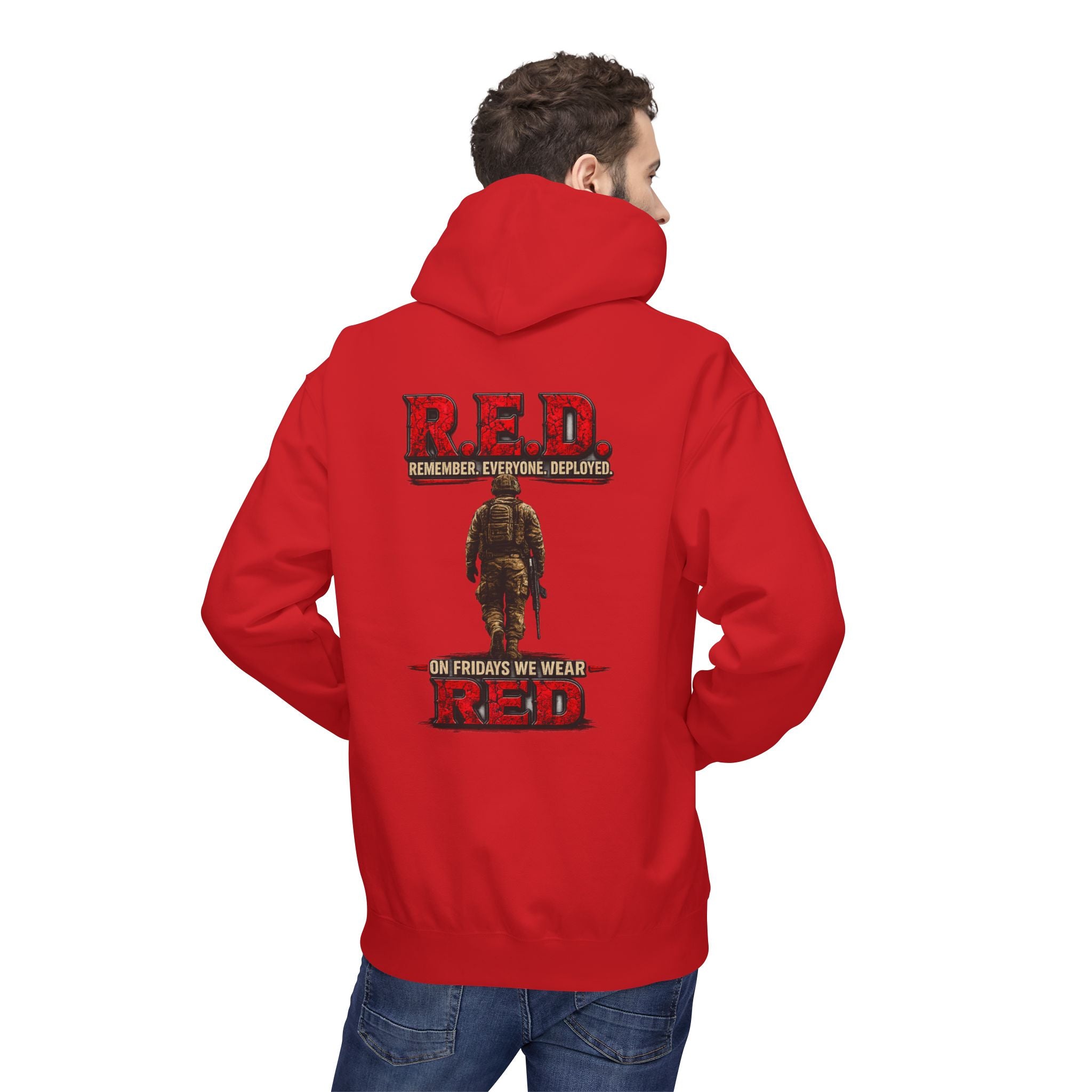 Hoodie — R.E.D. (Remember Everyone Deployed) Patriotic 'On Fridays We Wear Red' Military Support Hoodie