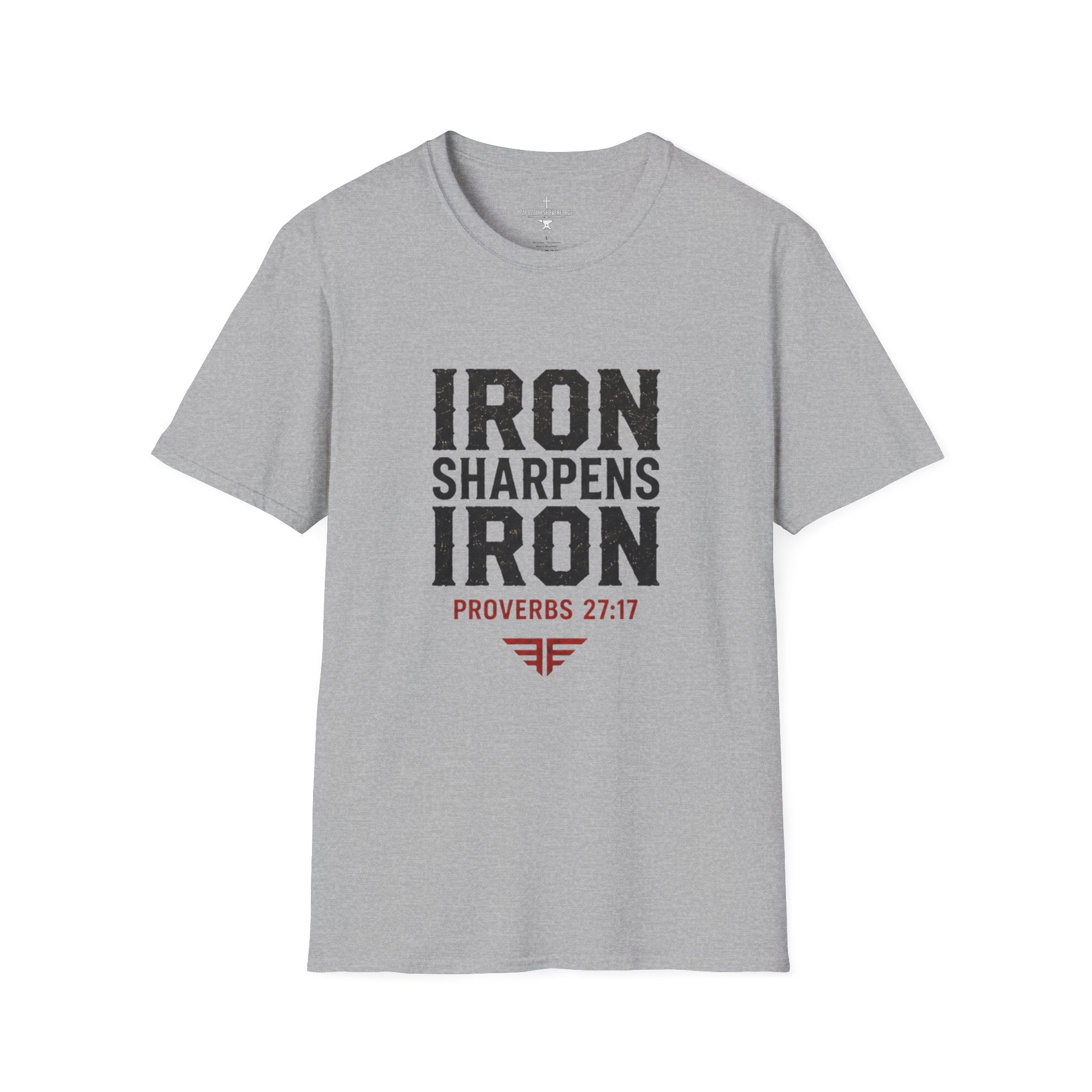 Iron Sharpens Iron T‑Shirt — Proverbs 27:17 Inspirational Christian Tee