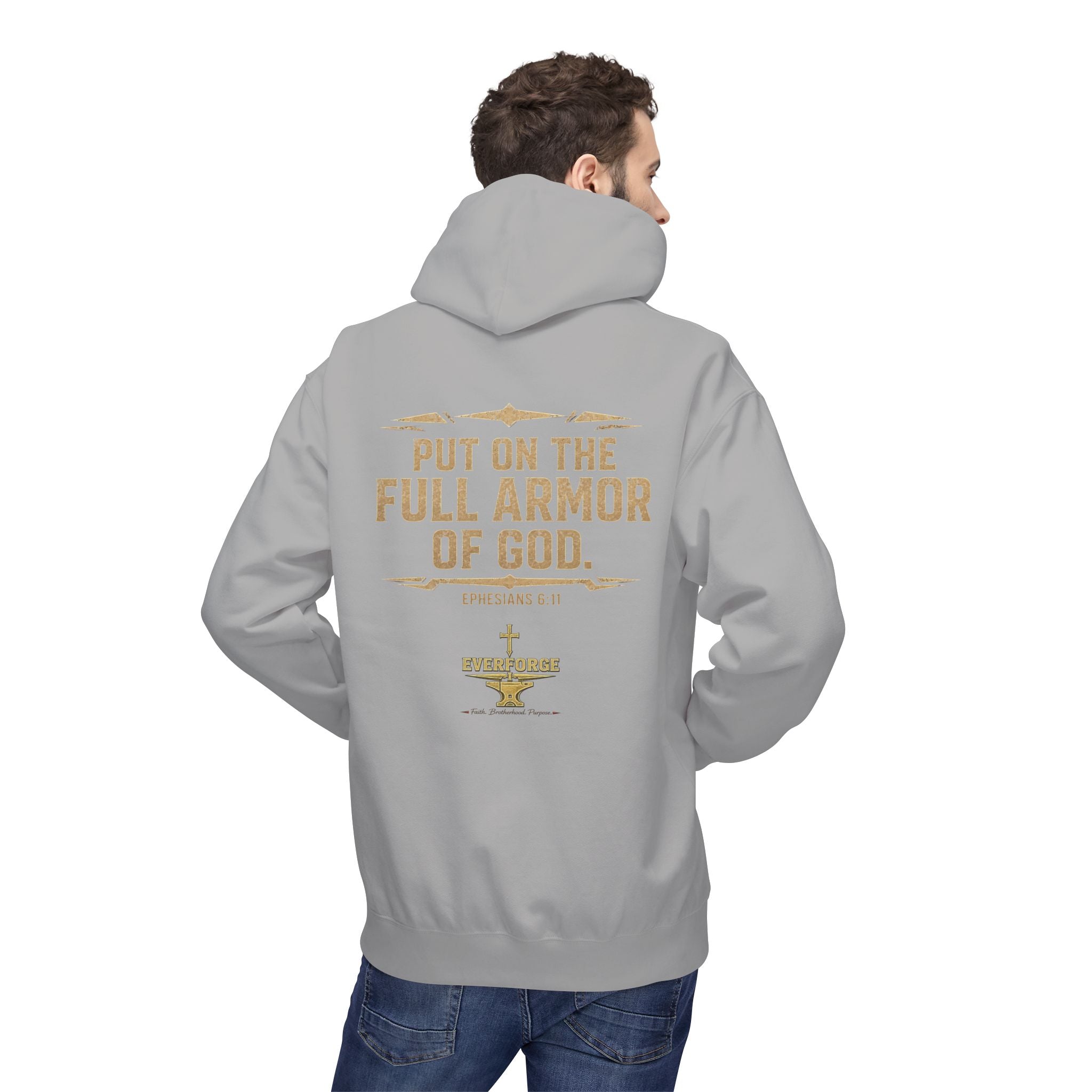 Warrior for Christ Hoodie — "Put On the Full Armor of God" Christian Faith Pullover