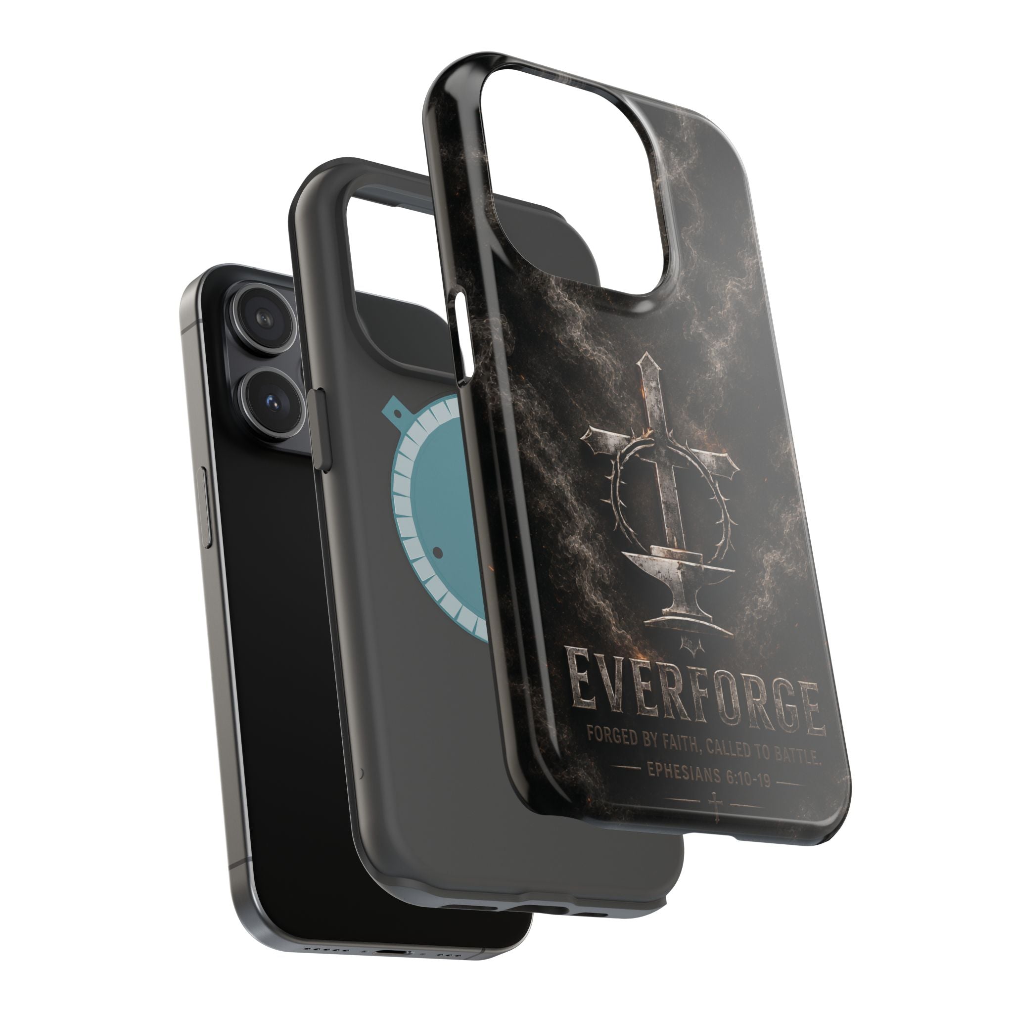 Everforge Faith-Based Magnetic Impact-Resistant Phone Case — "Forged by Faith, Called to Battle" (Ephesians 6:10-19)