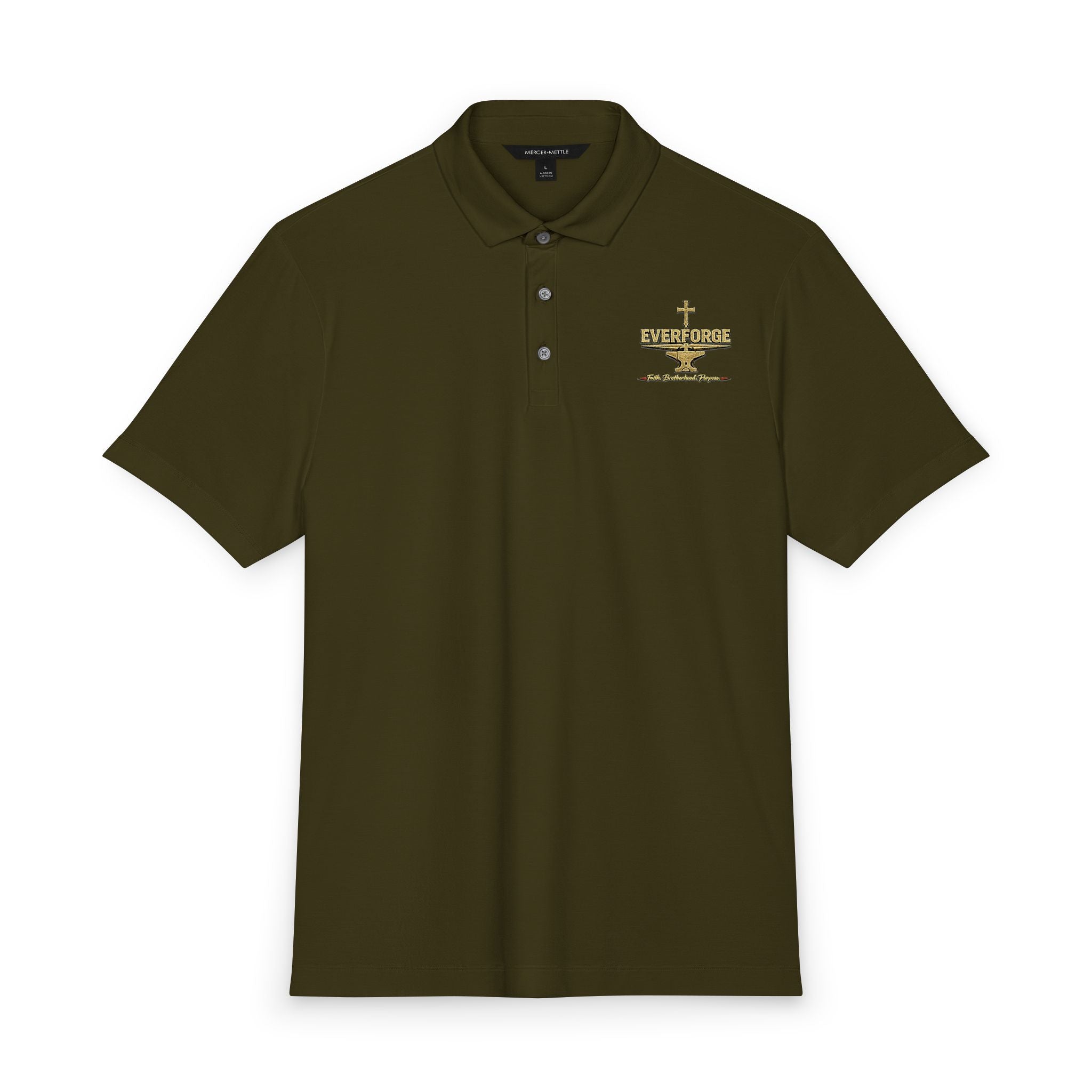 Men's Stretch Polo with EverForge Logo "Faith. Brotherhood. Purpose"