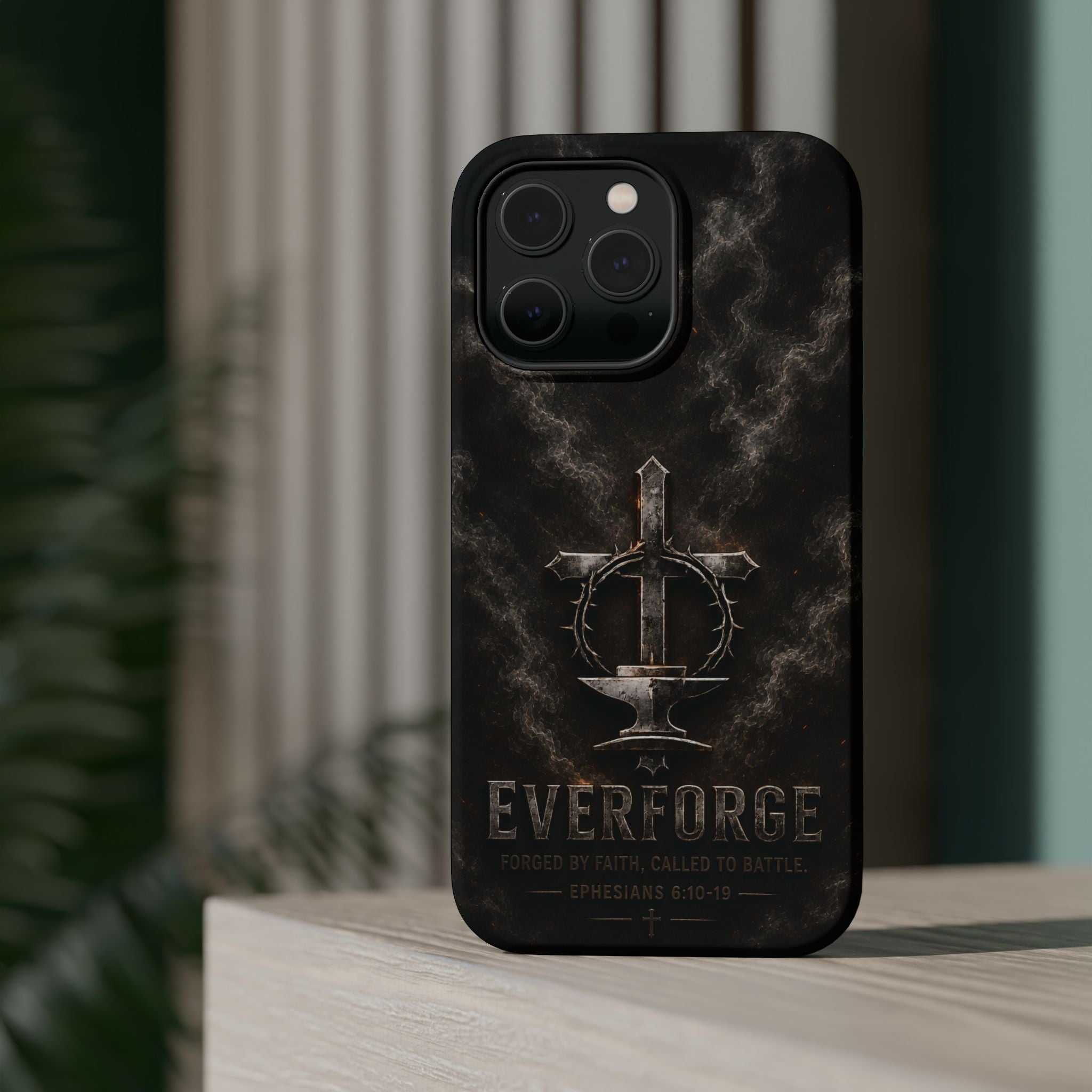 Everforge Faith-Based Magnetic Impact-Resistant Phone Case — "Forged by Faith, Called to Battle" (Ephesians 6:10-19)
