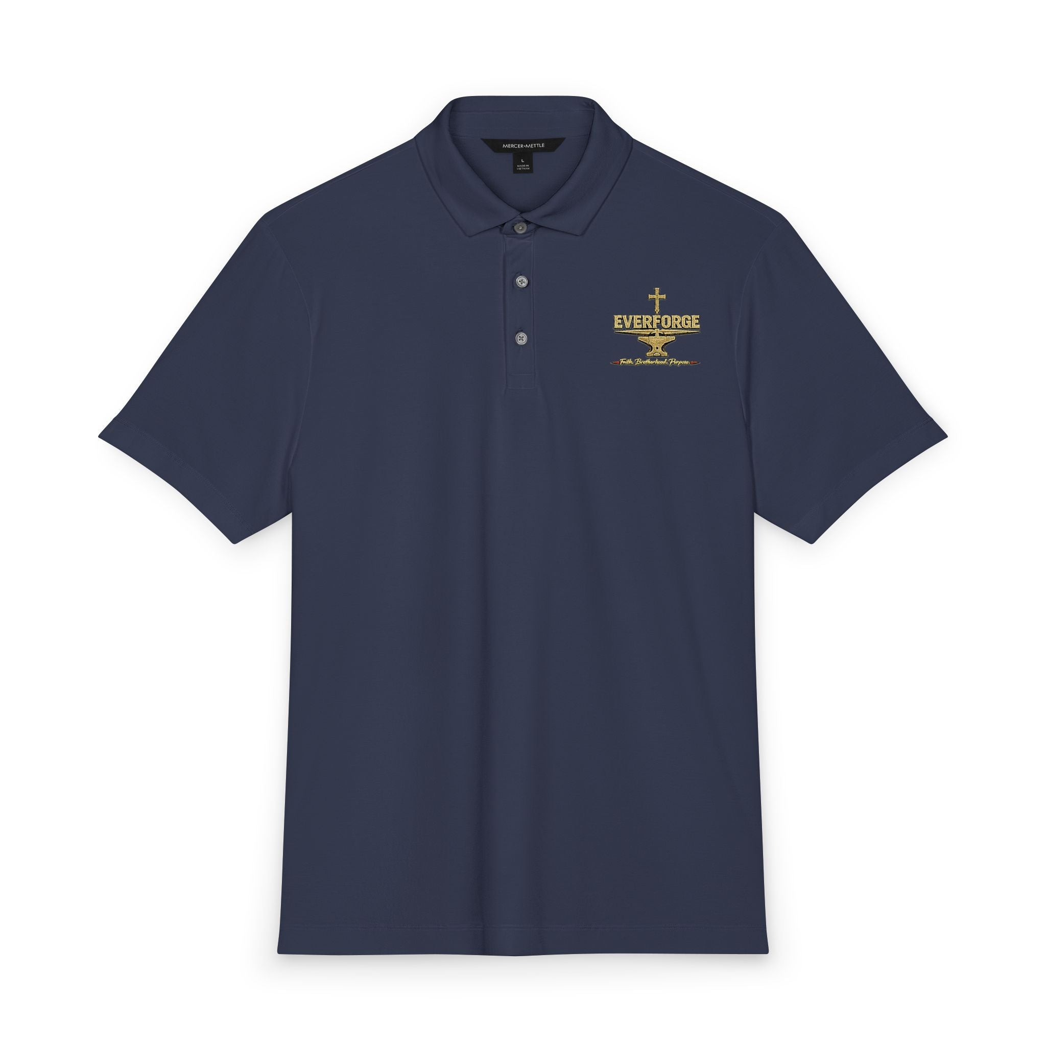 Men's Stretch Polo with EverForge Logo "Faith. Brotherhood. Purpose"