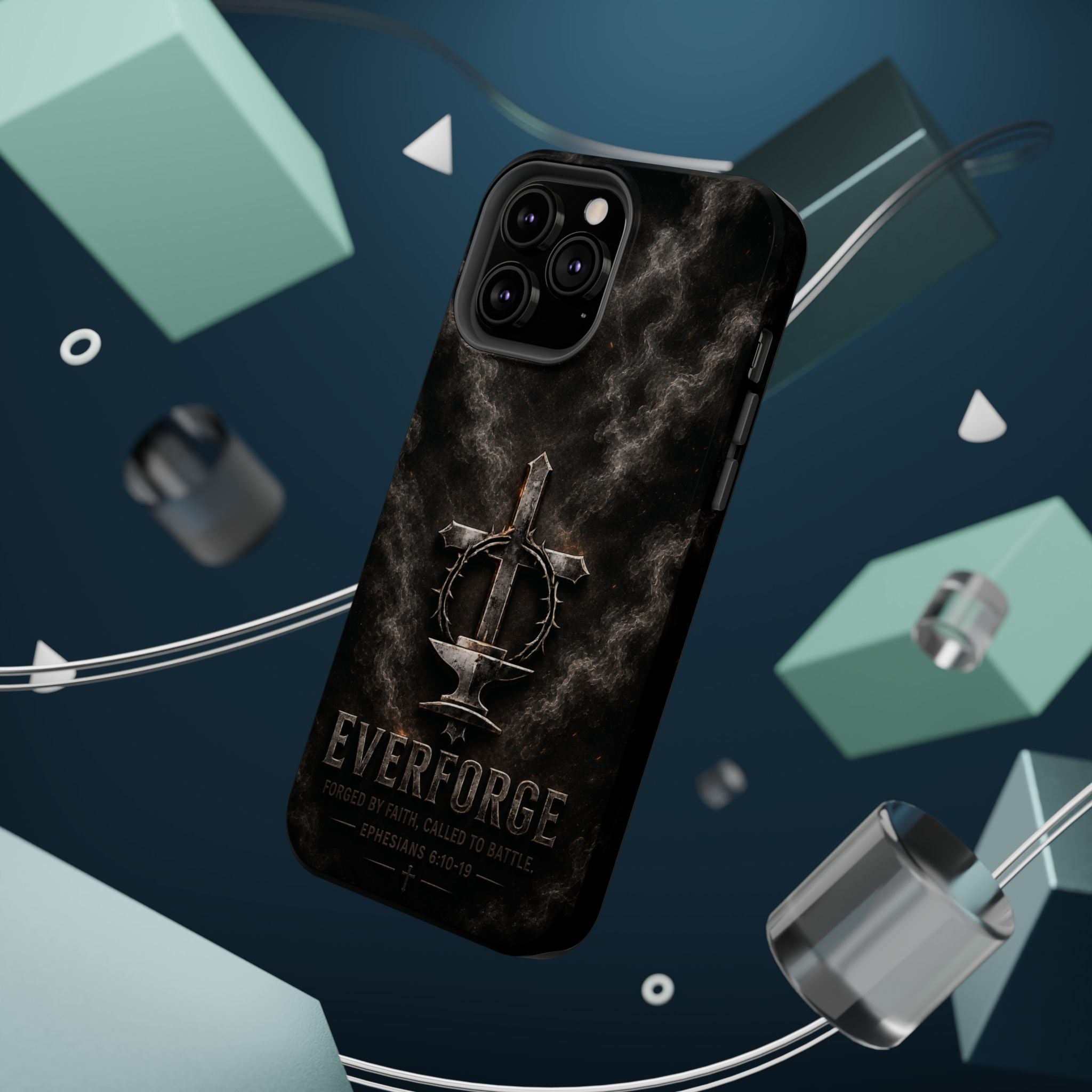 Everforge Faith-Based Magnetic Impact-Resistant Phone Case — "Forged by Faith, Called to Battle" (Ephesians 6:10-19)