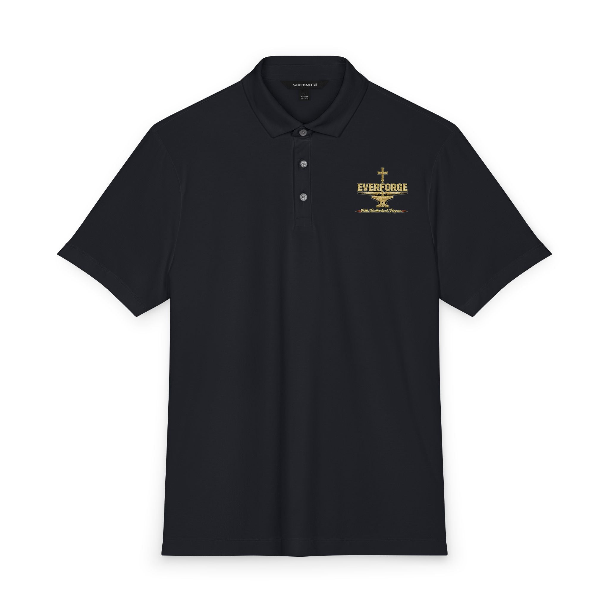 Men's Stretch Polo with EverForge Logo "Faith. Brotherhood. Purpose"