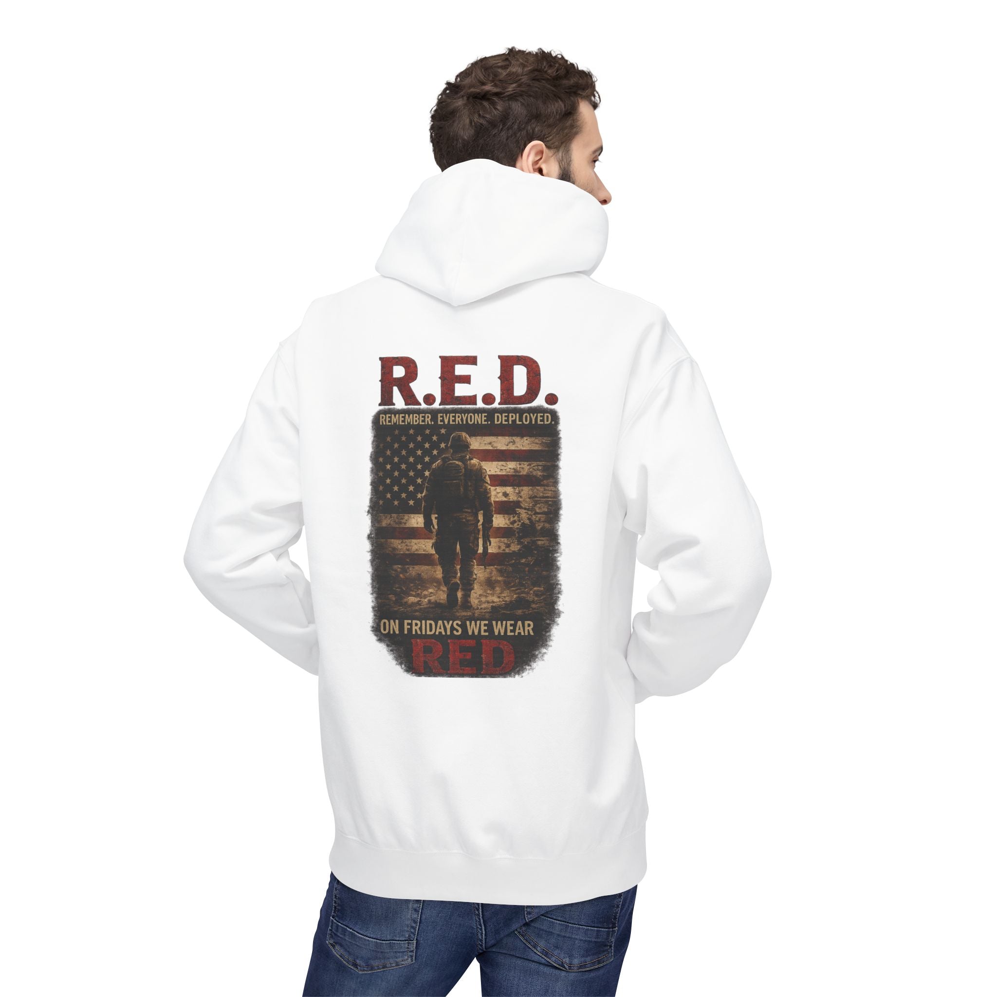 Hoodie — R.E.D. (Remember Everyone Deployed) Patriotic 'On Fridays We Wear Red' Military Support Hoodie