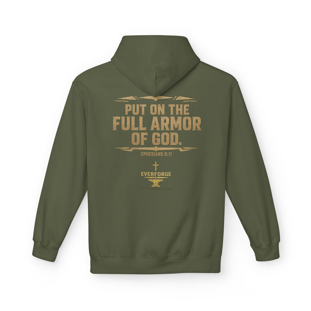 Warrior for Christ Hoodie — "Put On the Full Armor of God" Christian Faith Pullover