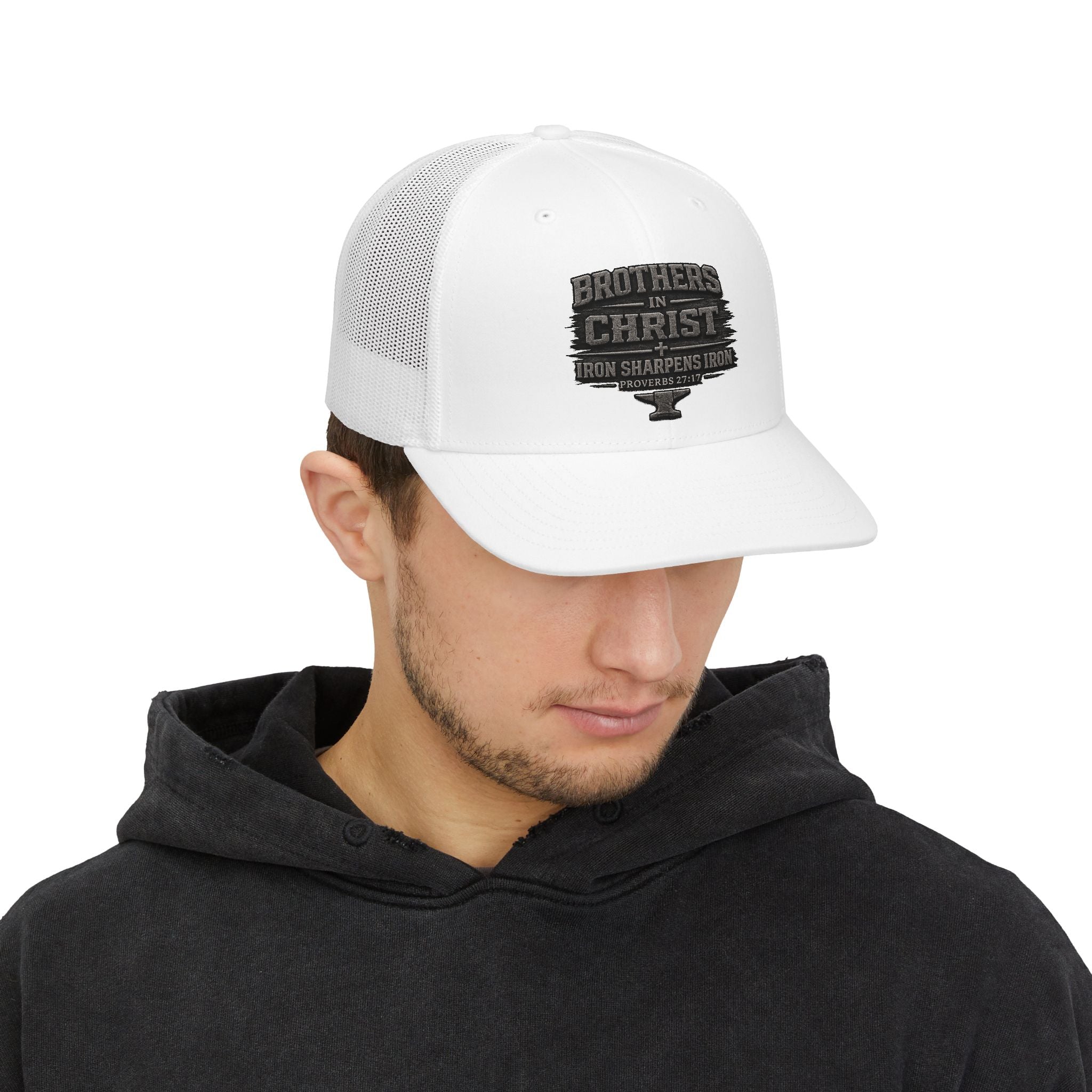 Iron Sharpens Iron Trucker Cap – Proverbs 27:17 Faith Snapback Hat