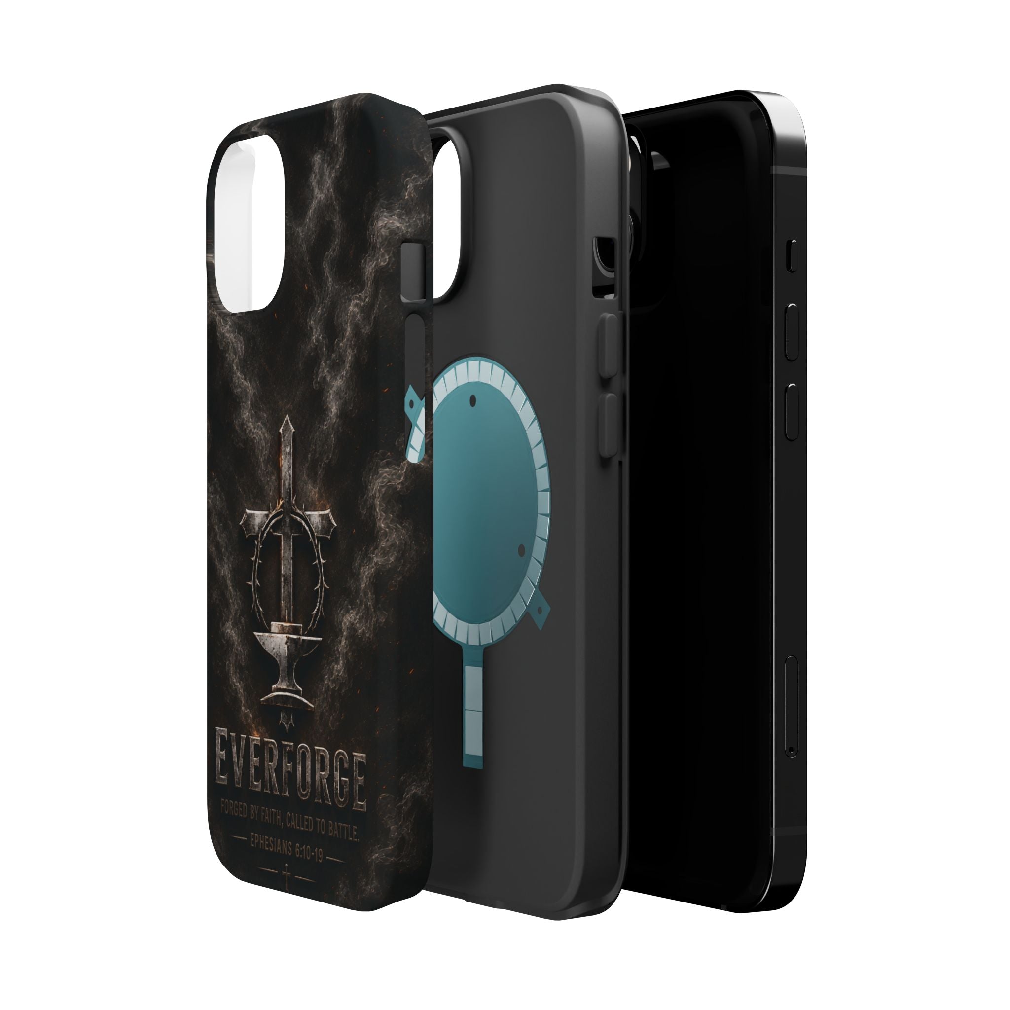 Everforge Faith-Based Magnetic Impact-Resistant Phone Case — "Forged by Faith, Called to Battle" (Ephesians 6:10-19)