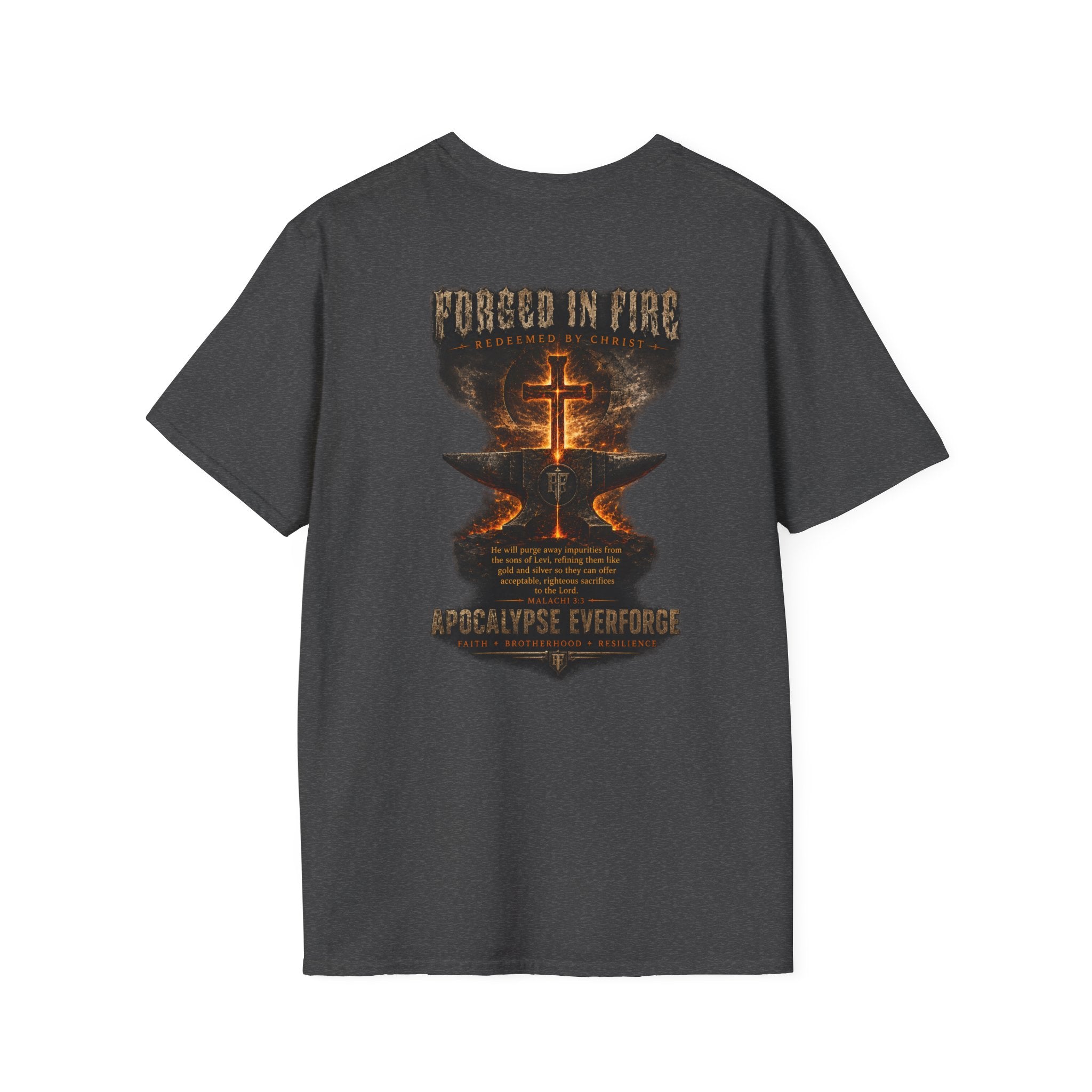 Forged in Fire Anvil Cross T-Shirt — "Forged in Fire" Christian Brotherhood Tee