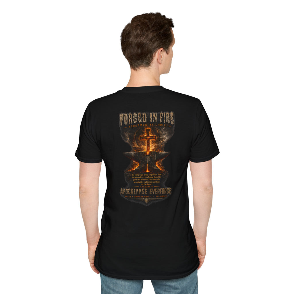 Forged in Fire Anvil Cross T-Shirt — "Forged in Fire" Christian Brotherhood Tee