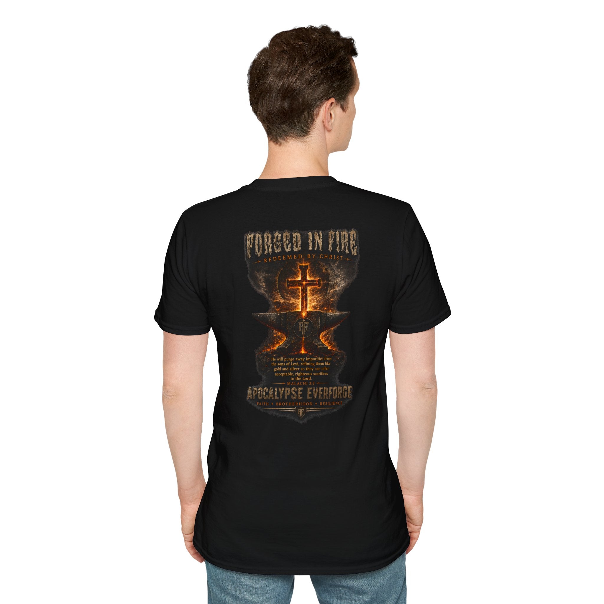 Forged in Fire Anvil Cross T-Shirt — "Forged in Fire" Christian Brotherhood Tee