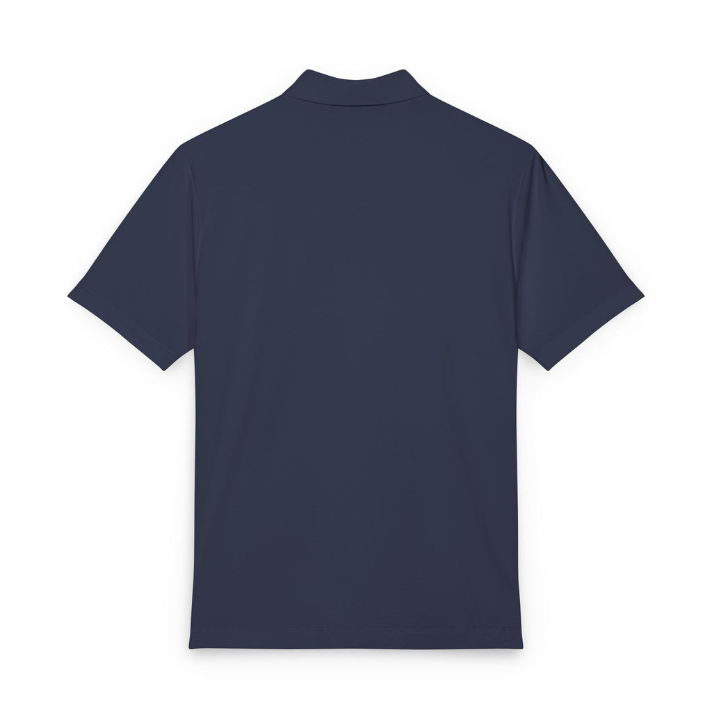 Men's White Polo Shirt with Gold Crest Embroidered Chest — Mercer+Mettle Stretch Jersey
