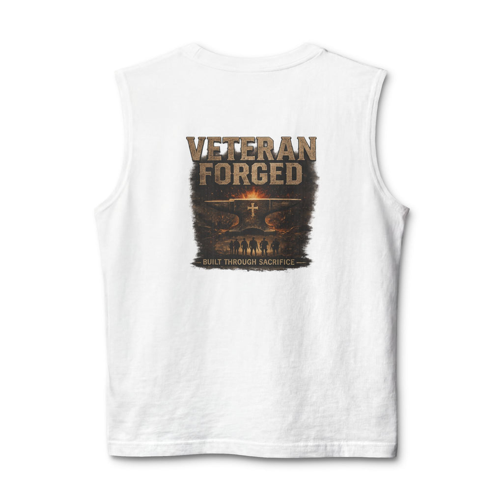 Veteran Forged Muscle Tank — Distressed Flag & 'Veteran Forged' Graphic