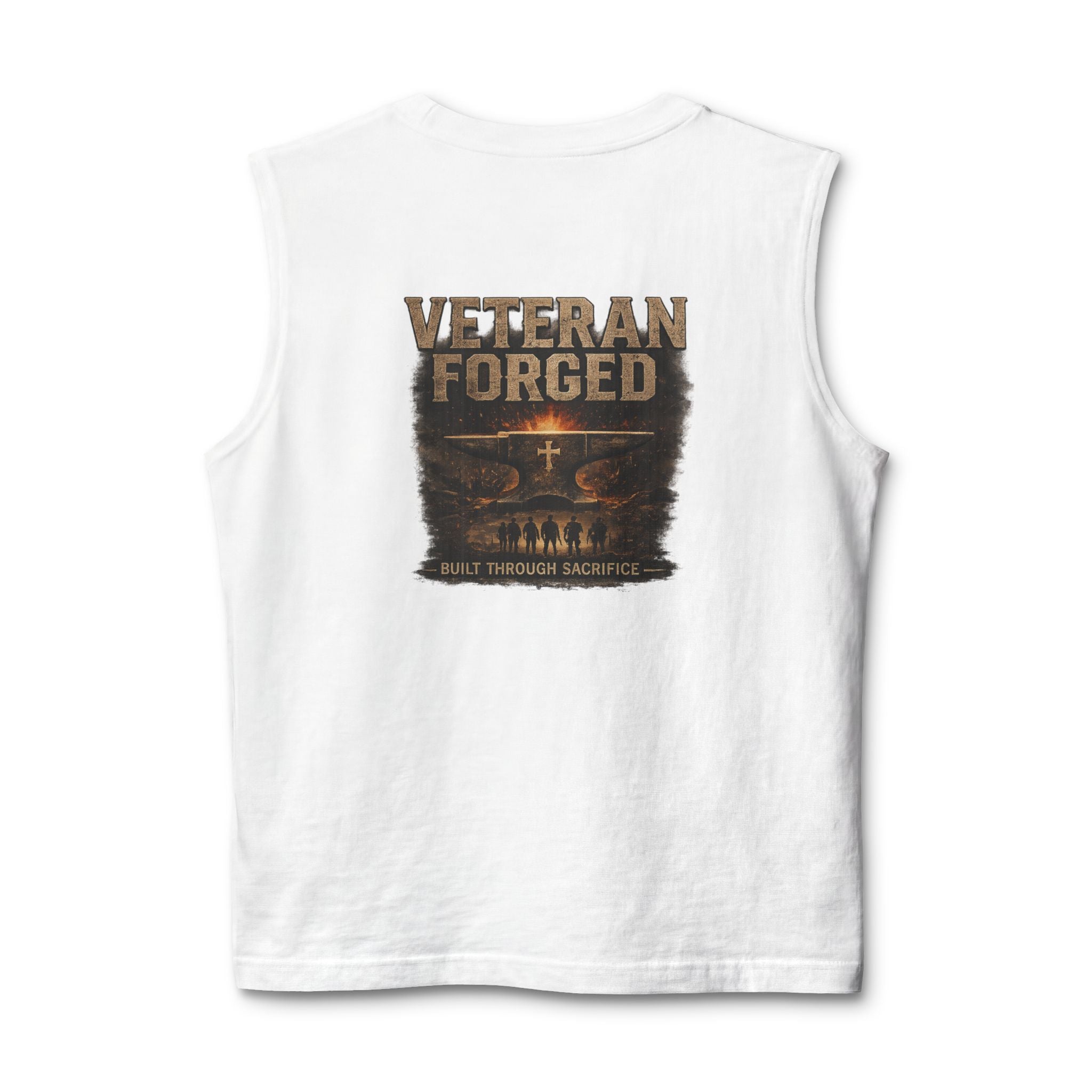 Veteran Forged Muscle Tank — Distressed Flag & 'Veteran Forged' Graphic