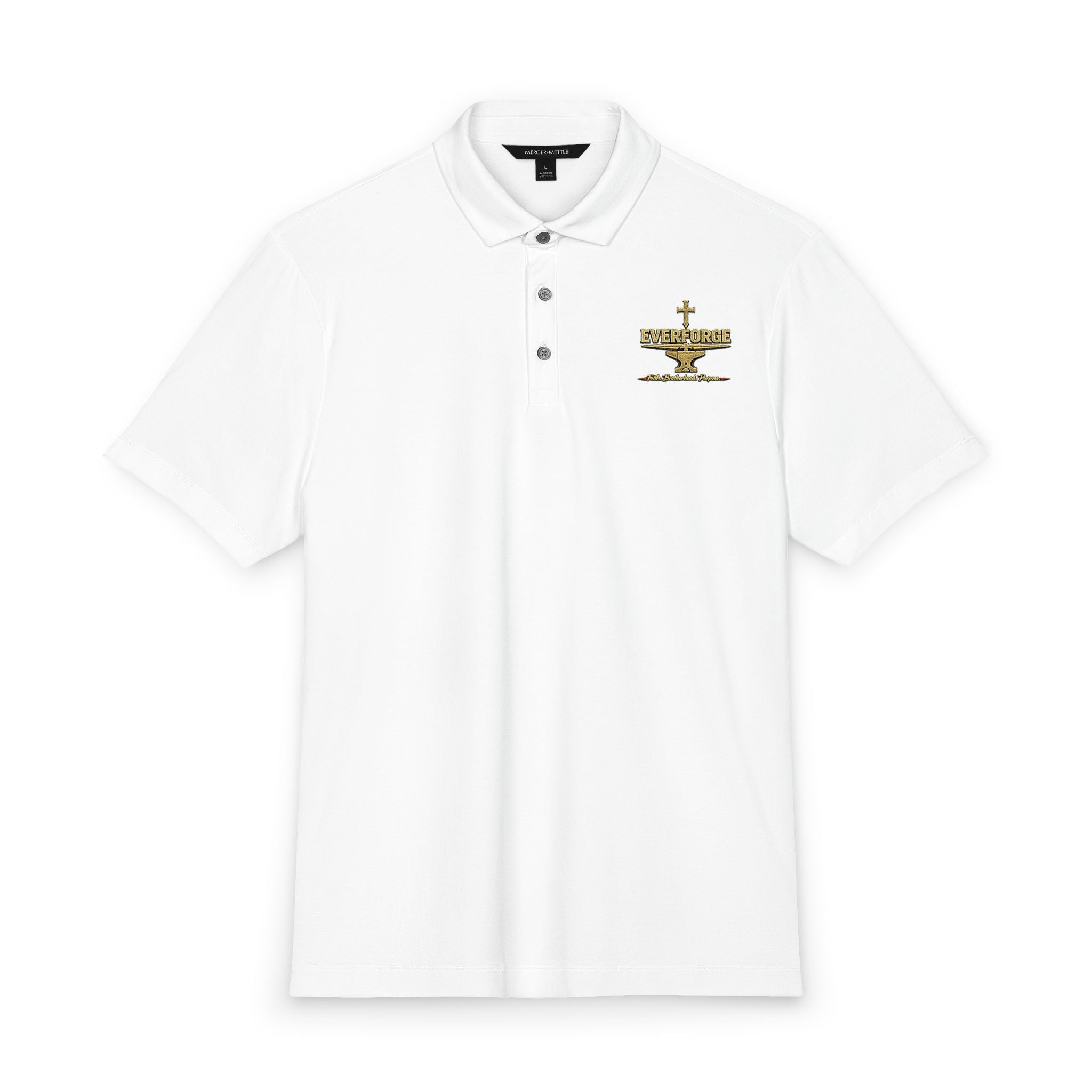 Men's Stretch Polo with EverForge Logo "Faith. Brotherhood. Purpose"