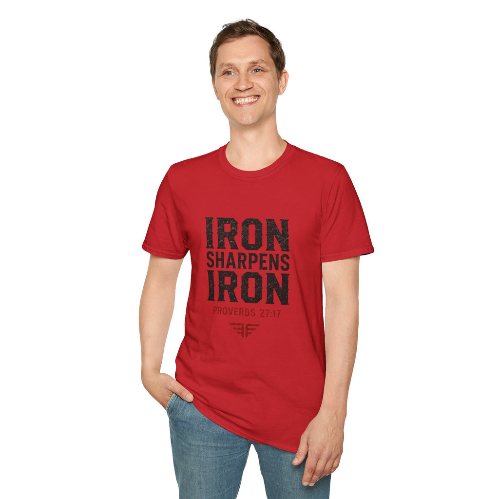Iron Sharpens Iron T‑Shirt — Proverbs 27:17 Inspirational Christian Tee