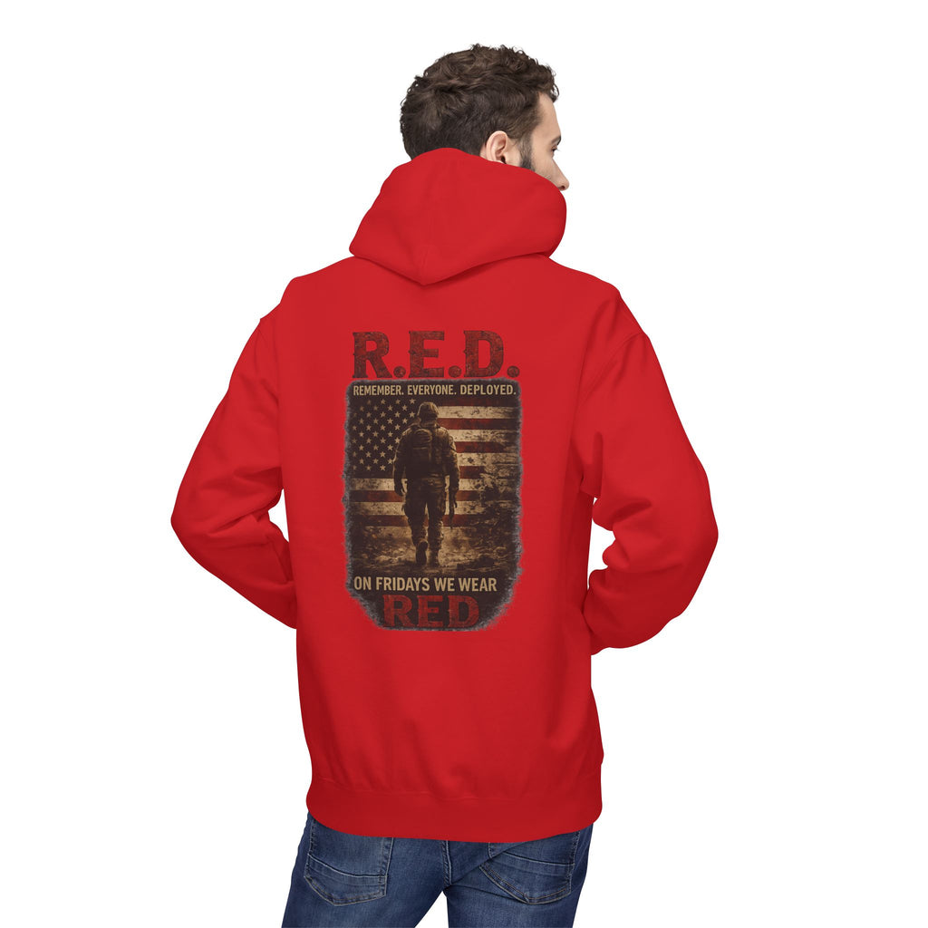 Hoodie — R.E.D. (Remember Everyone Deployed) Patriotic 'On Fridays We Wear Red' Military Support Hoodie