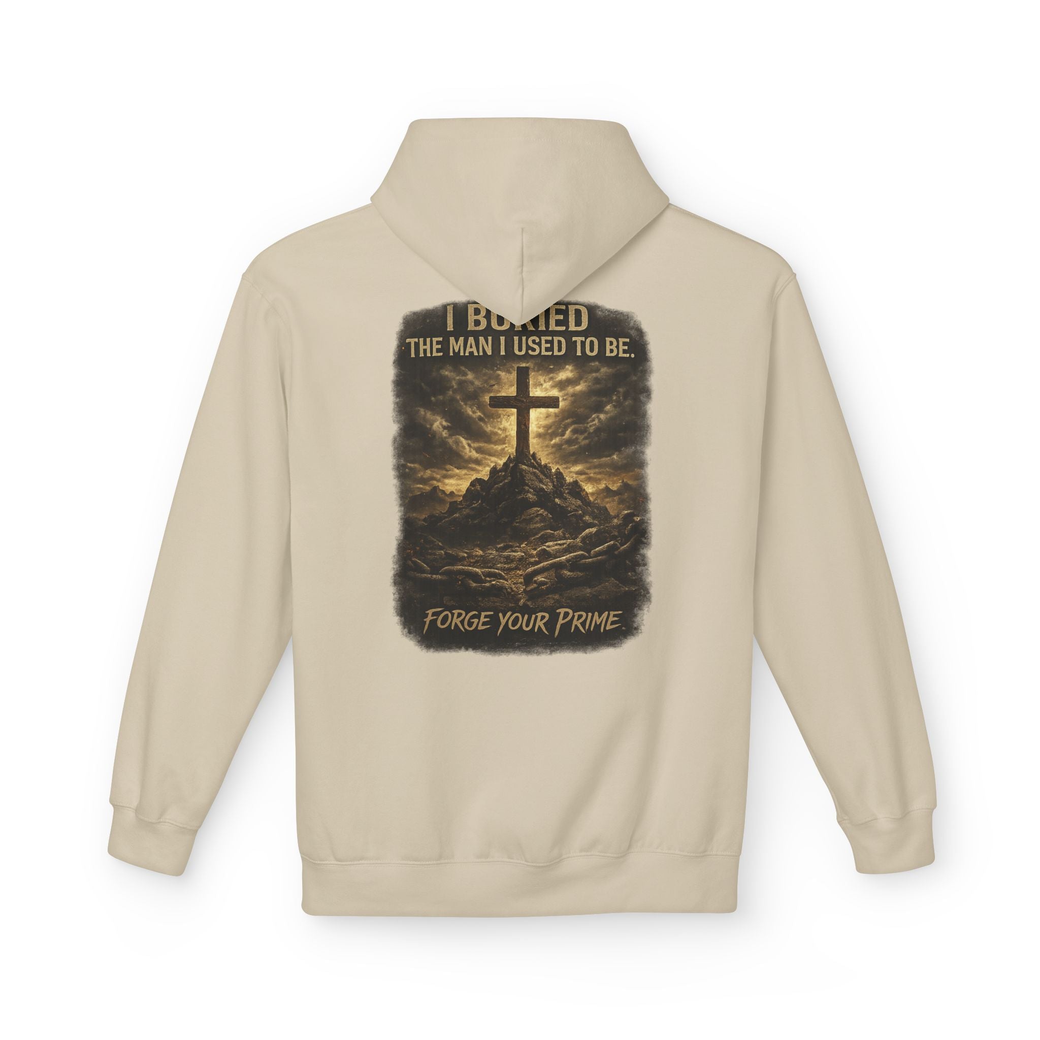 Christian Cross Hoodie — "I Became The Man I Used To Be" Faith Graphic Pullover