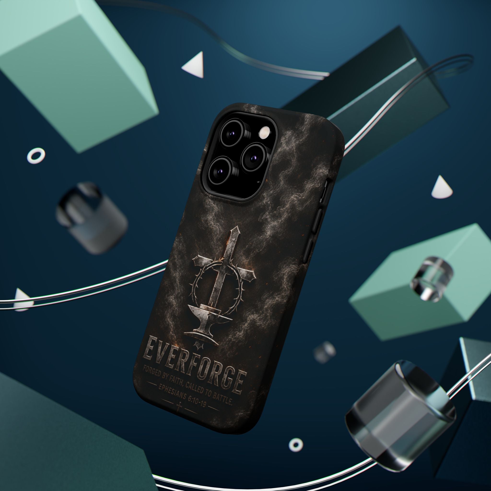 Everforge Faith-Based Magnetic Impact-Resistant Phone Case — "Forged by Faith, Called to Battle" (Ephesians 6:10-19)