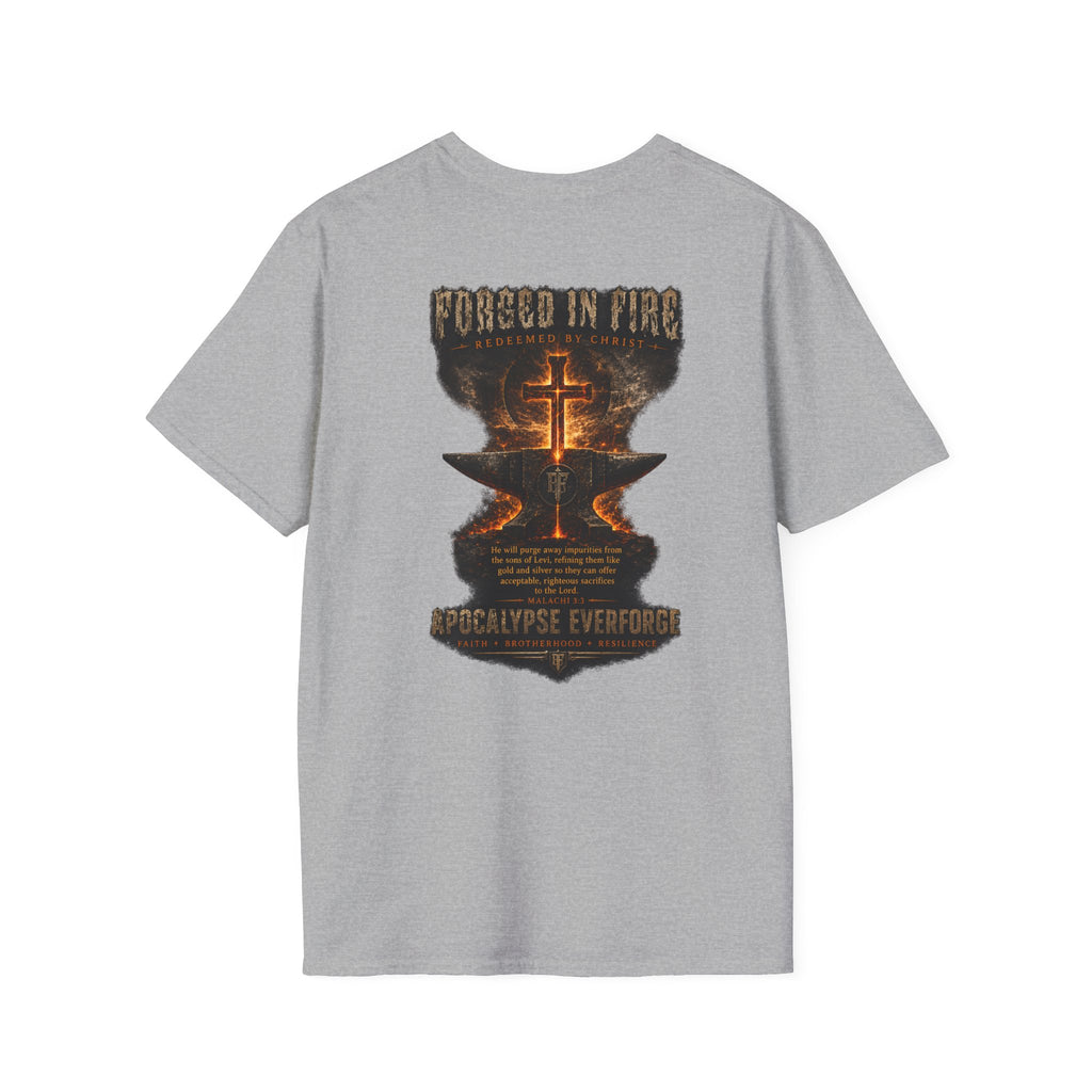 Forged in Fire Anvil Cross T-Shirt — "Forged in Fire" Christian Brotherhood Tee