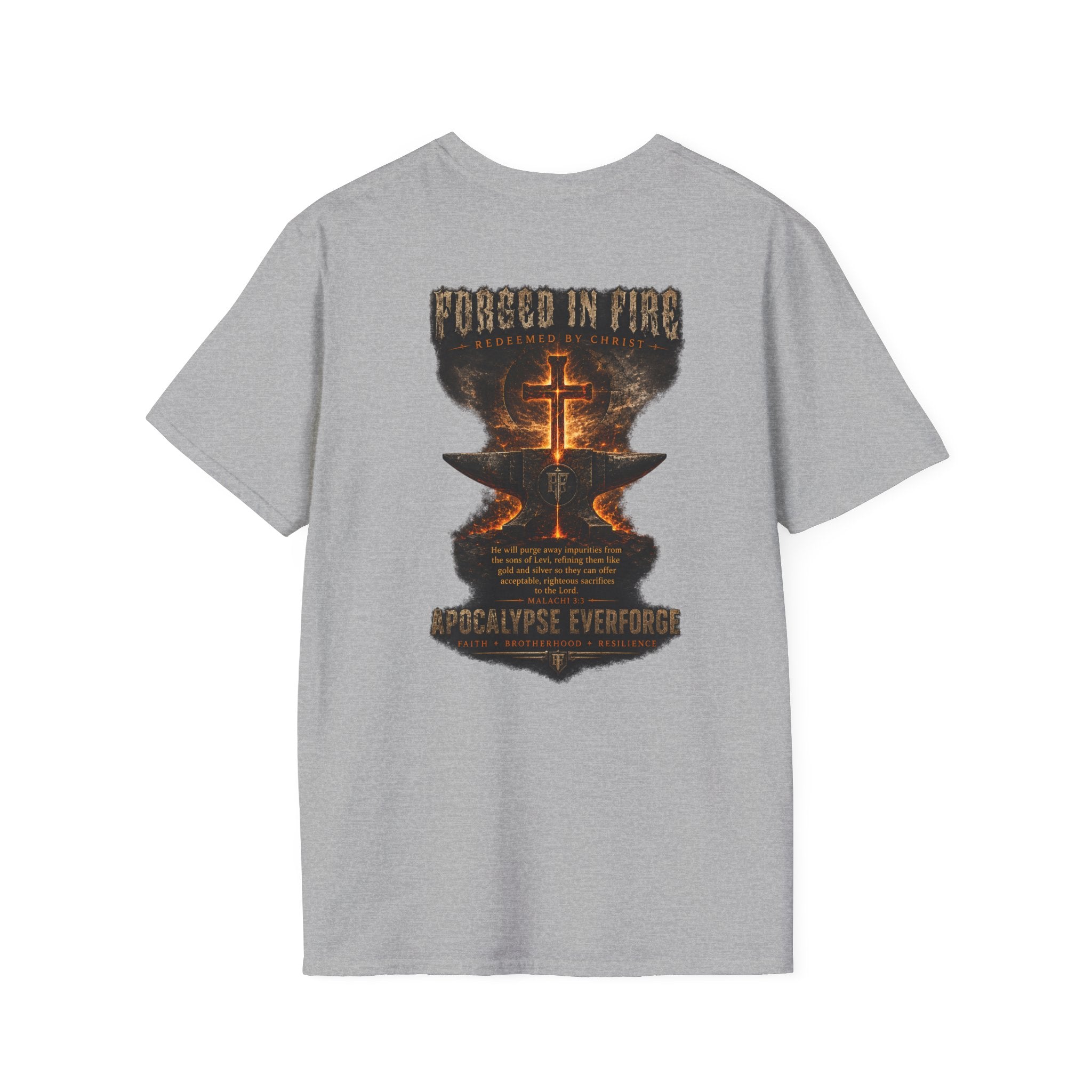 Forged in Fire Anvil Cross T-Shirt — "Forged in Fire" Christian Brotherhood Tee